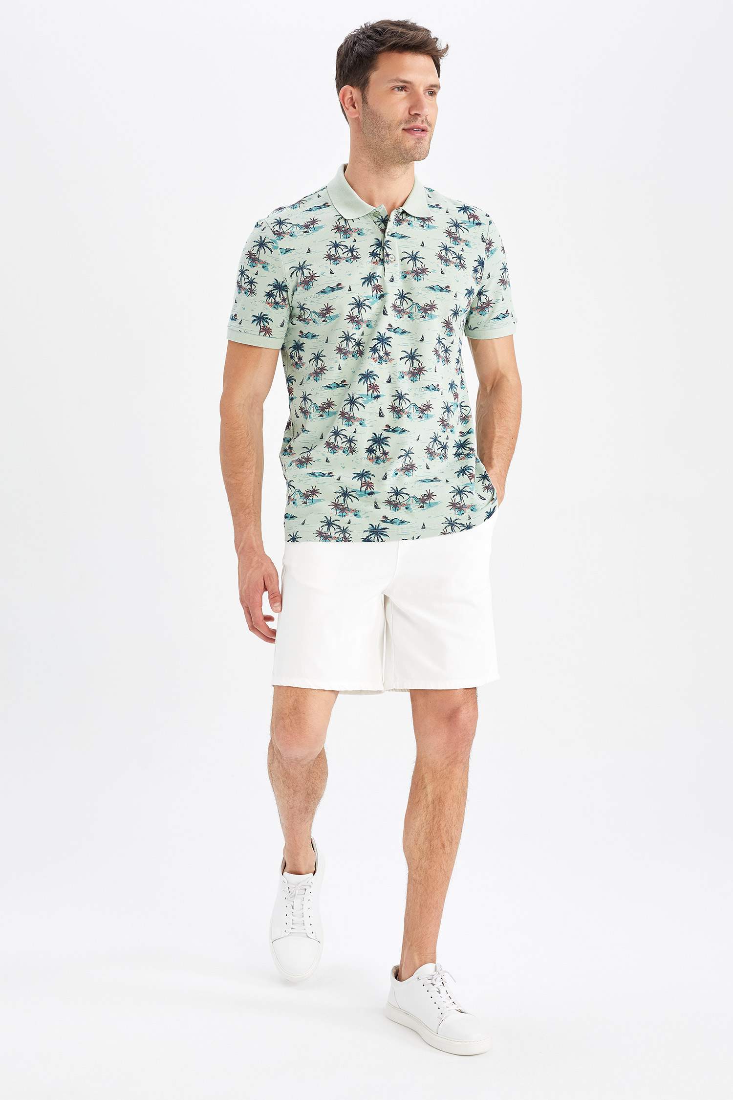 Regular Fit Polo Yaka Pamuklu Penye Tişört