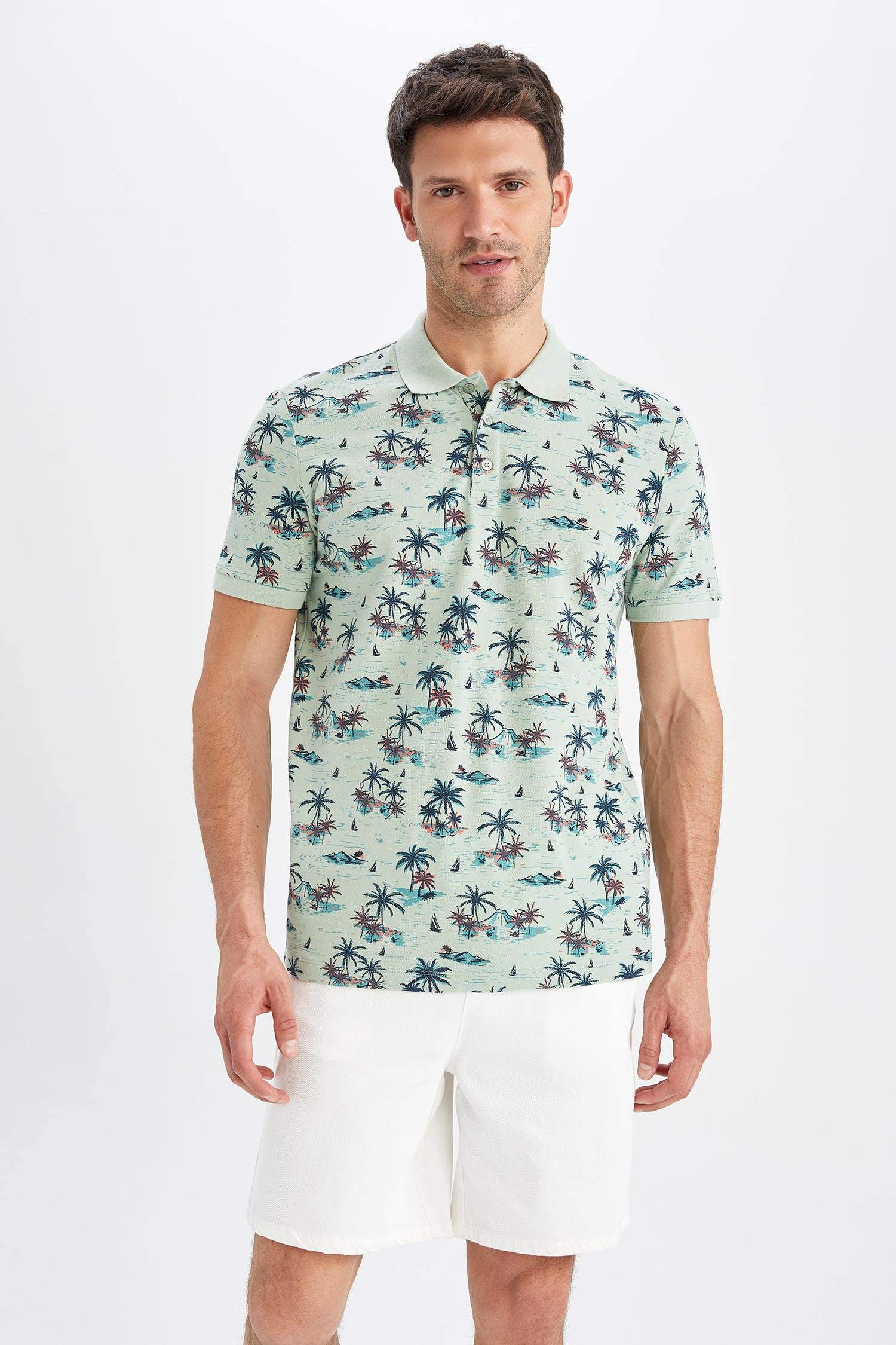 Regular Fit Polo Yaka Pamuklu Penye Tişört