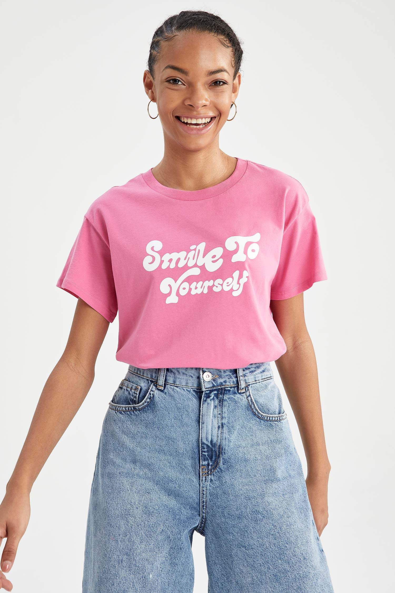 Regular Fit Slogan Baskılı Kısa Kollu Tişört