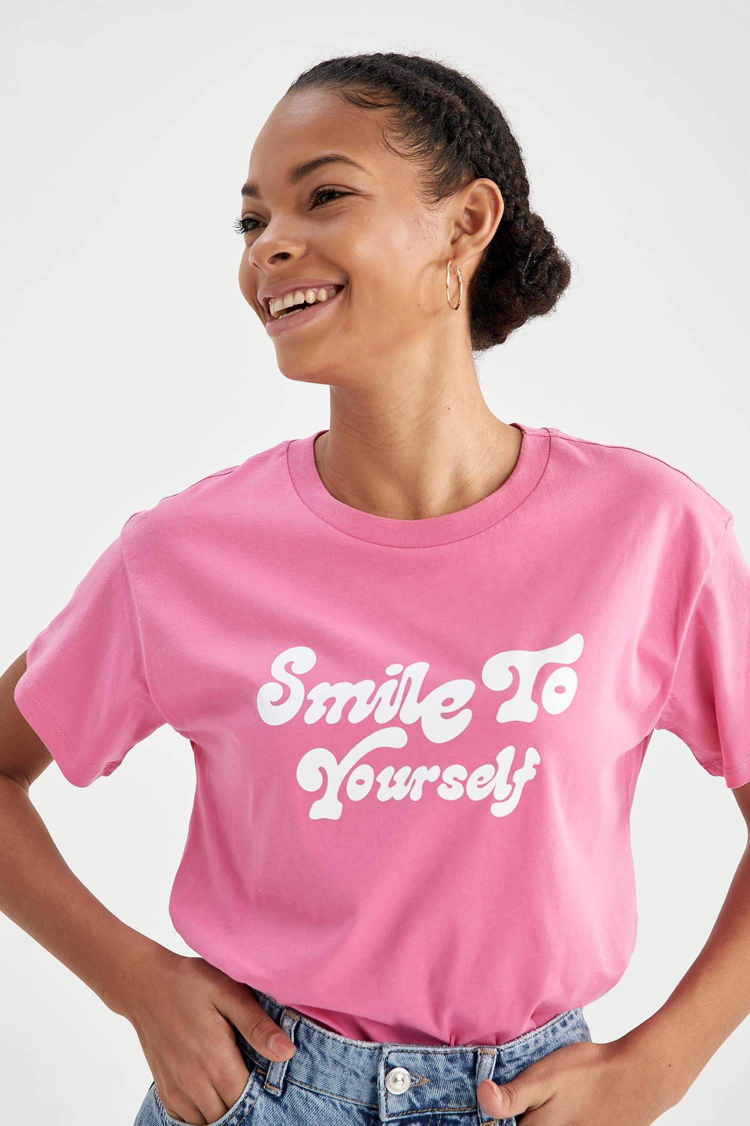 Regular Fit Slogan Baskılı Kısa Kollu Tişört