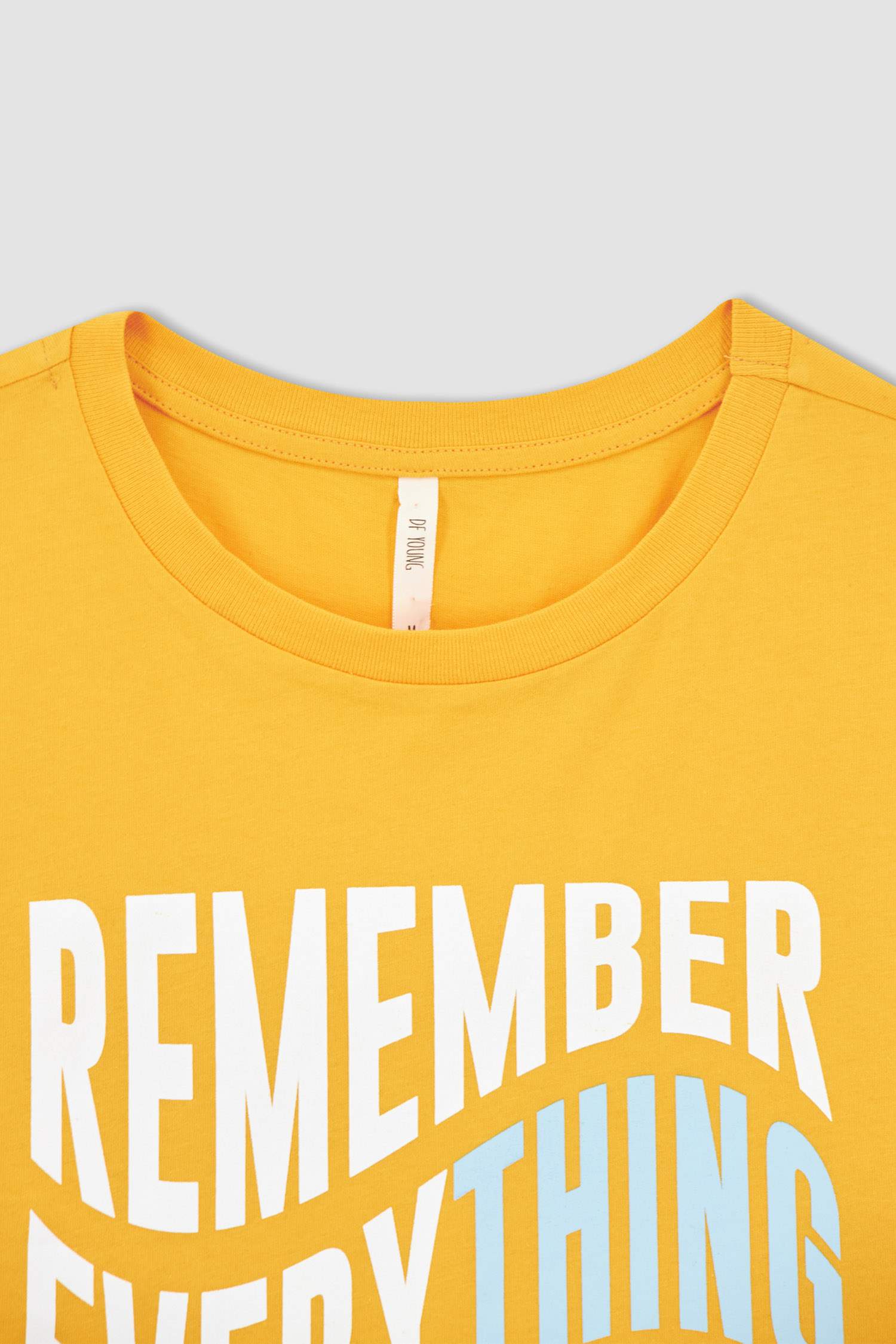 Regular Fit Bisiklet Yaka Slogan Baskılı Kısa Kollu Tişört