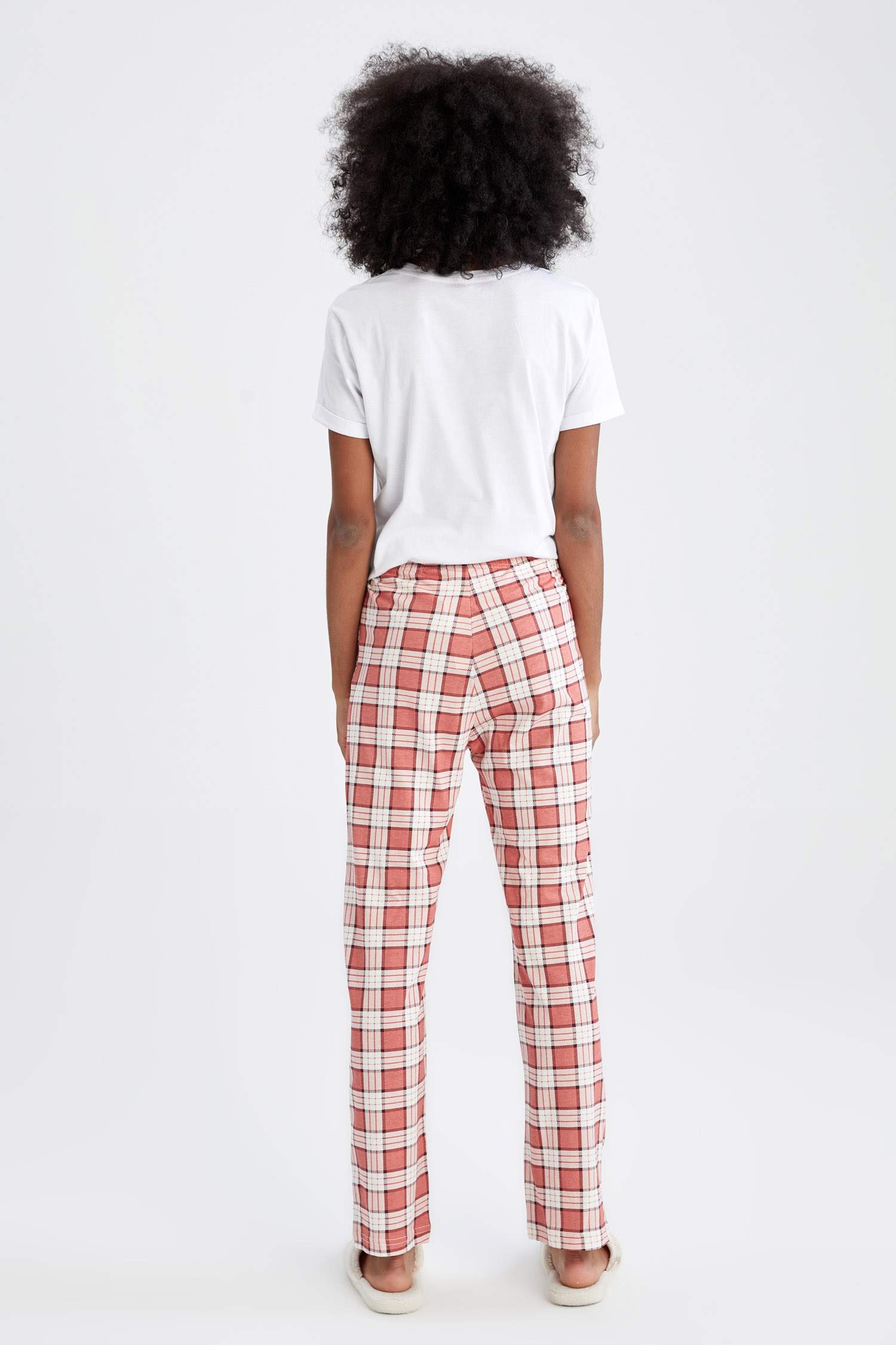 Fall In Love Regular Fit Kareli Pamuklu Dokuma Pijama Alt