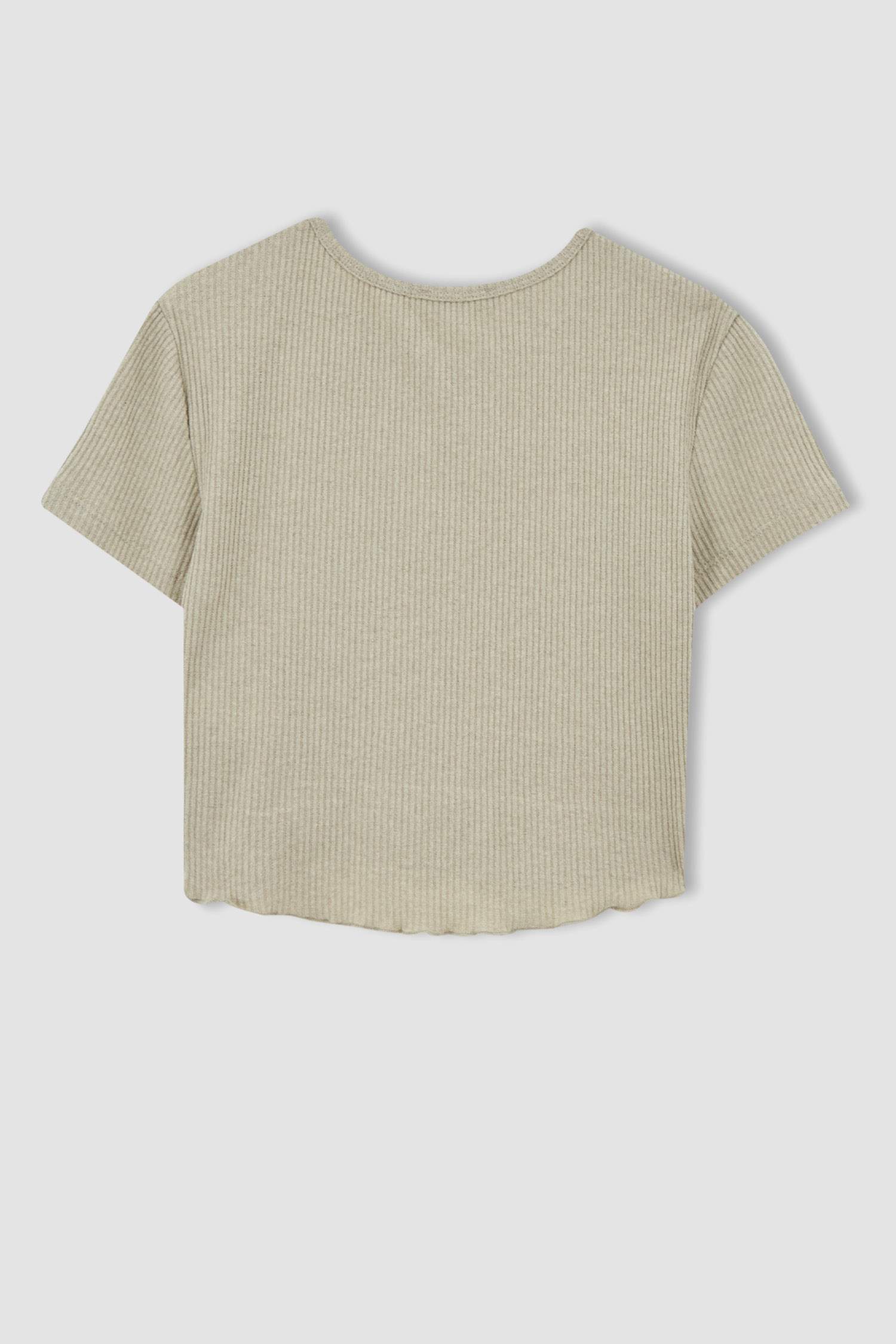 Coool Fitted Bisiklet Yaka Baskılı Kısa Kollu Tişört