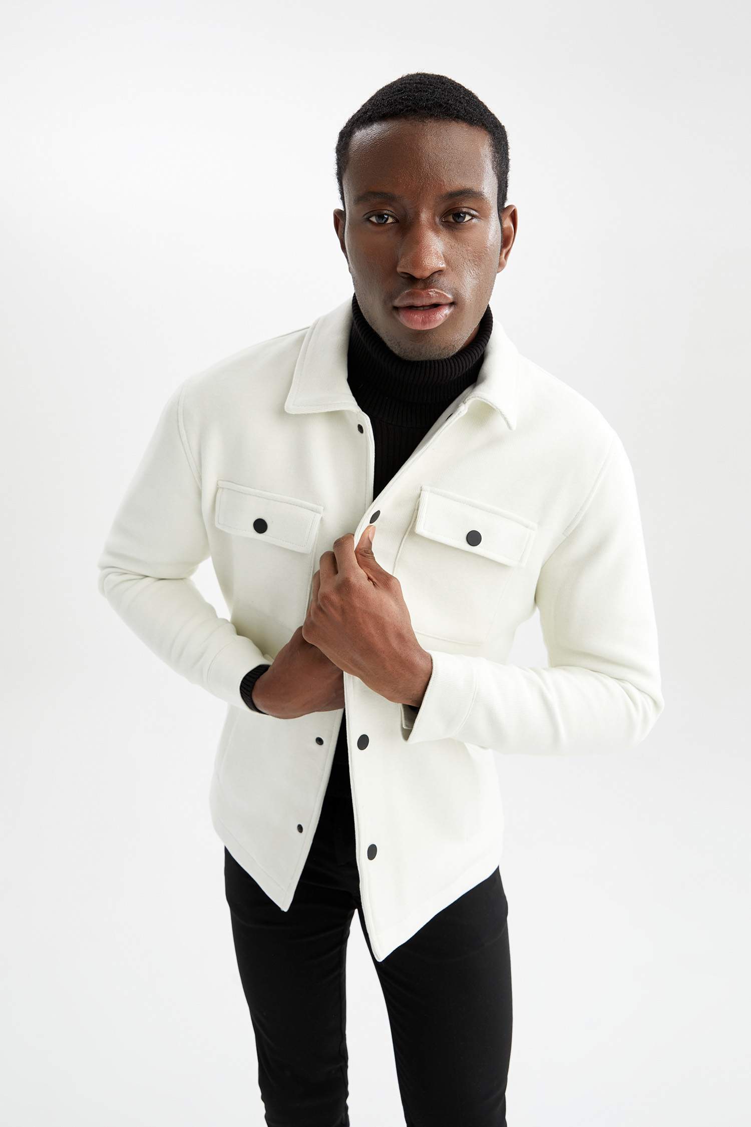 Slim Fit Polo Yaka Çift Cepli Mont
