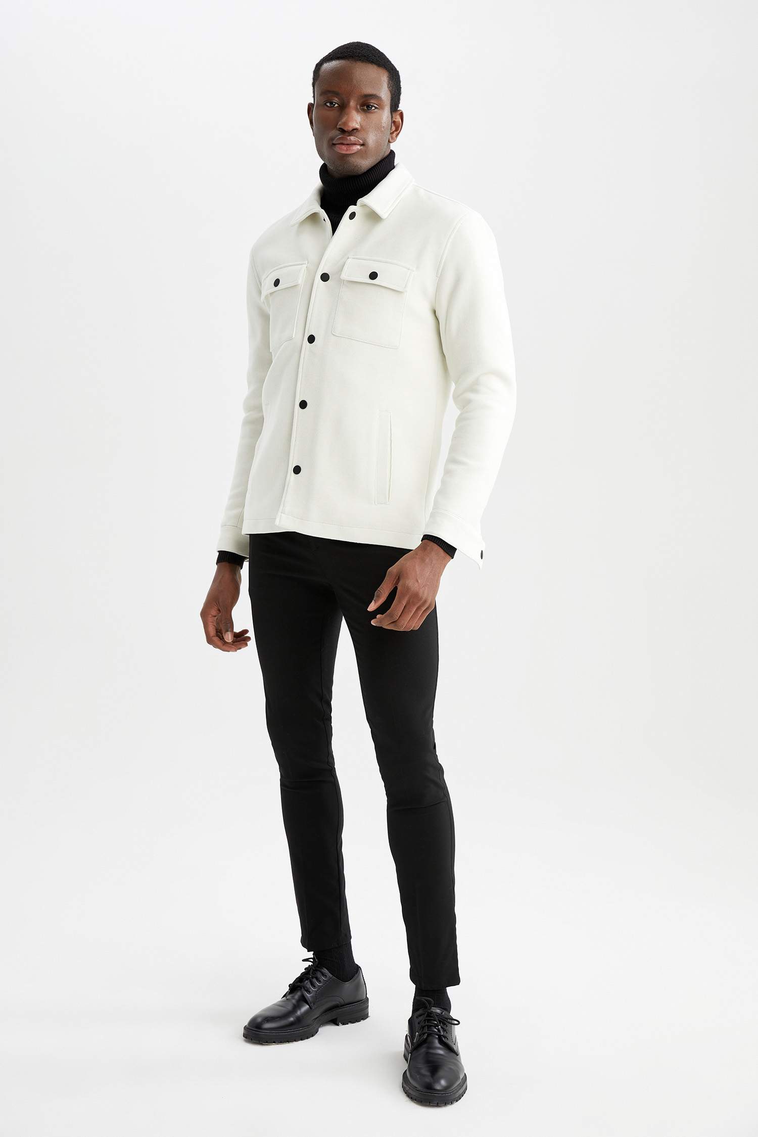 Slim Fit Polo Yaka Çift Cepli Mont