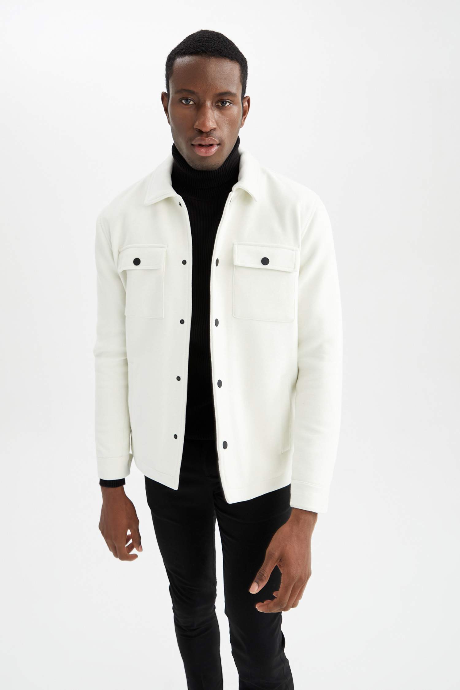 Slim Fit Polo Yaka Çift Cepli Mont