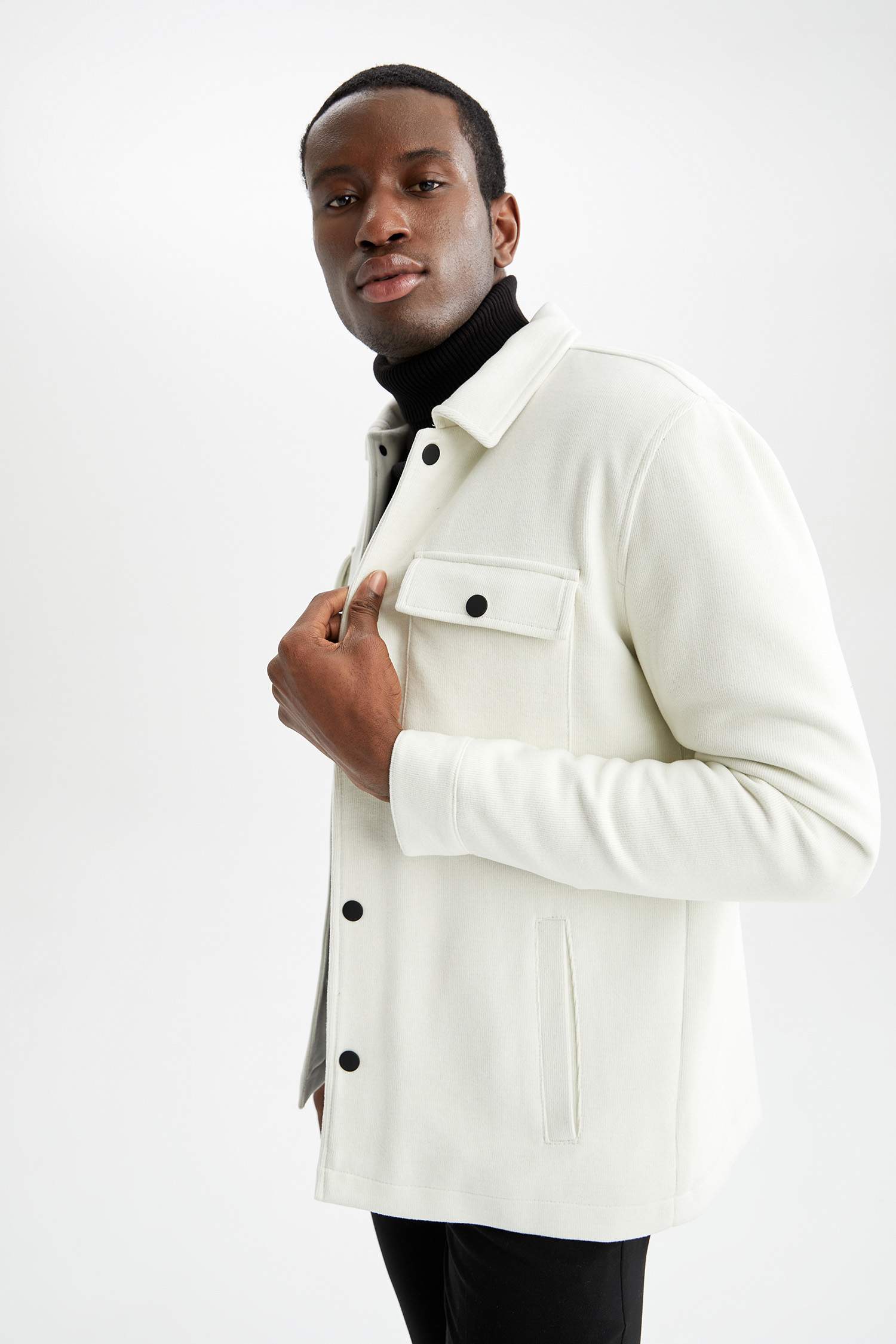 Slim Fit Polo Yaka Çift Cepli Mont