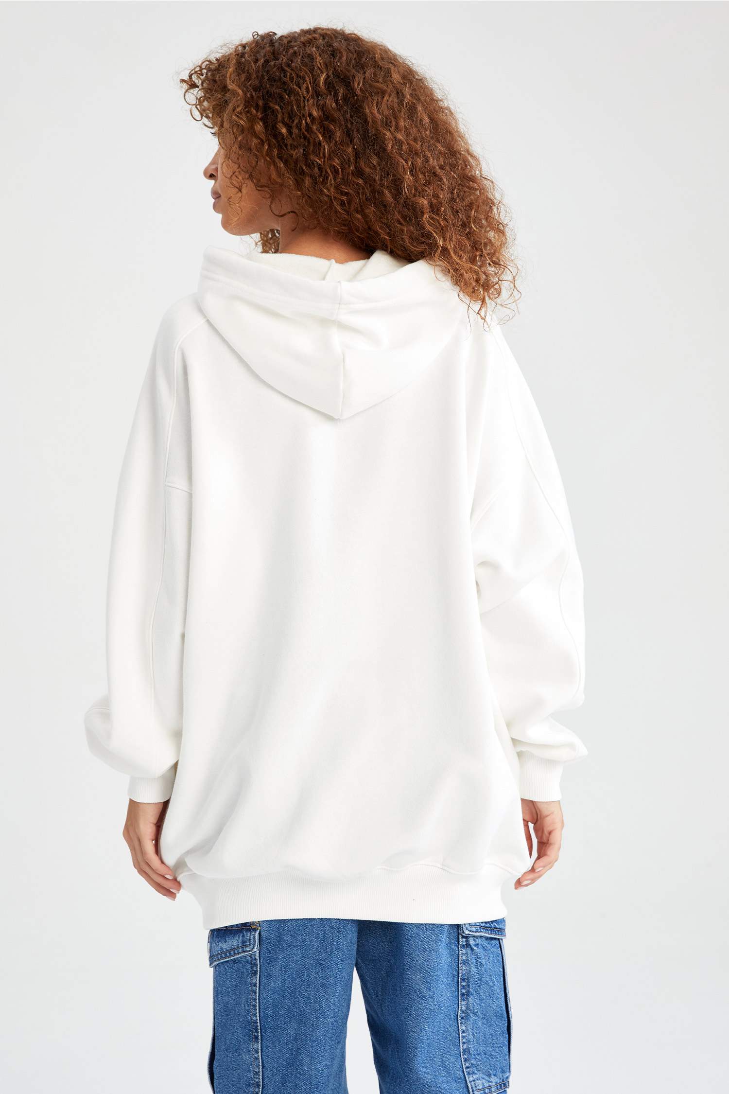 Oversize Fit Basic Kapüşonlu Kanguru Cepli Sweatshirt