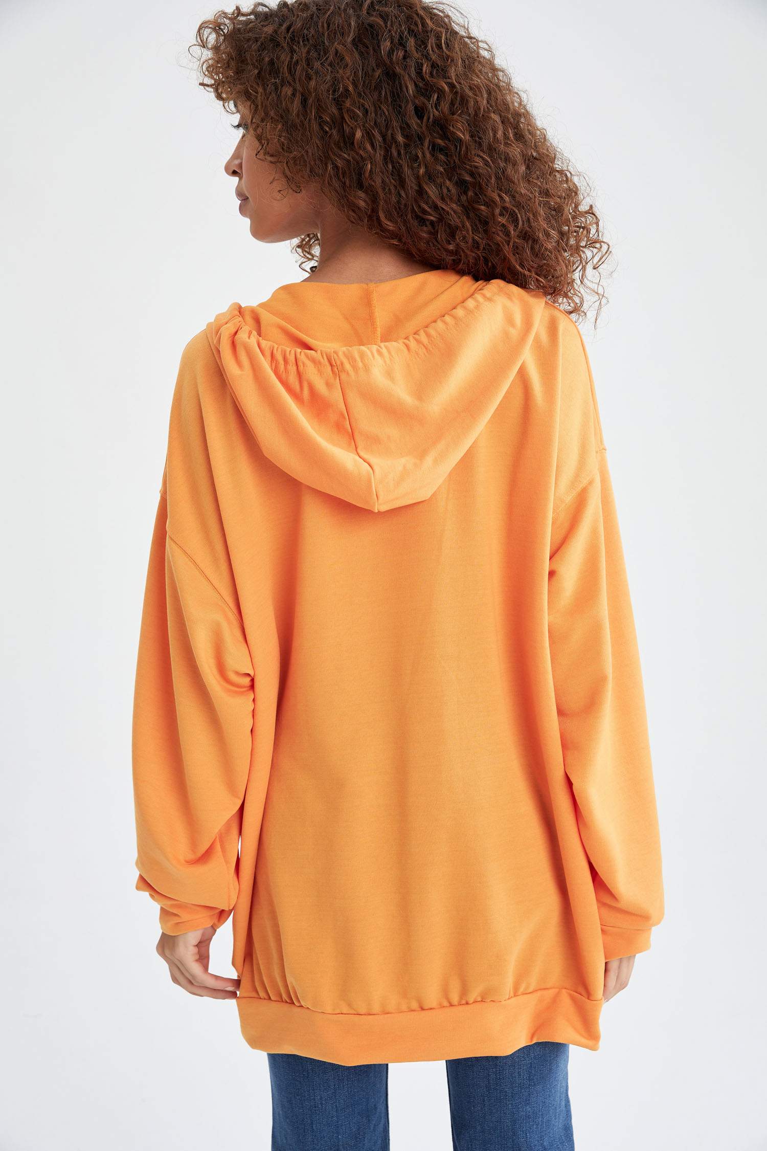 Kapüşonlu Oversize Fit Cep Detaylı Fermuarlı Sweat Hırka