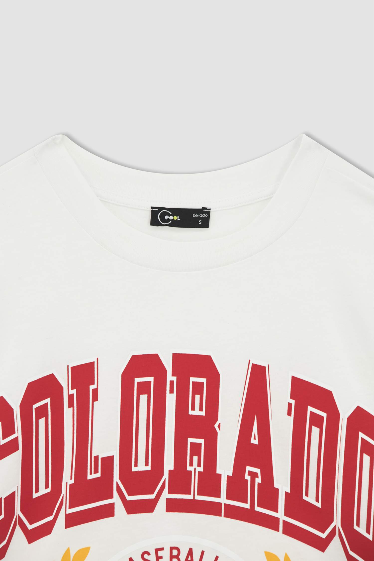Coool Loose Fit Kolej Baskılı Pamuklu Kısa Kollu Crop Tişört