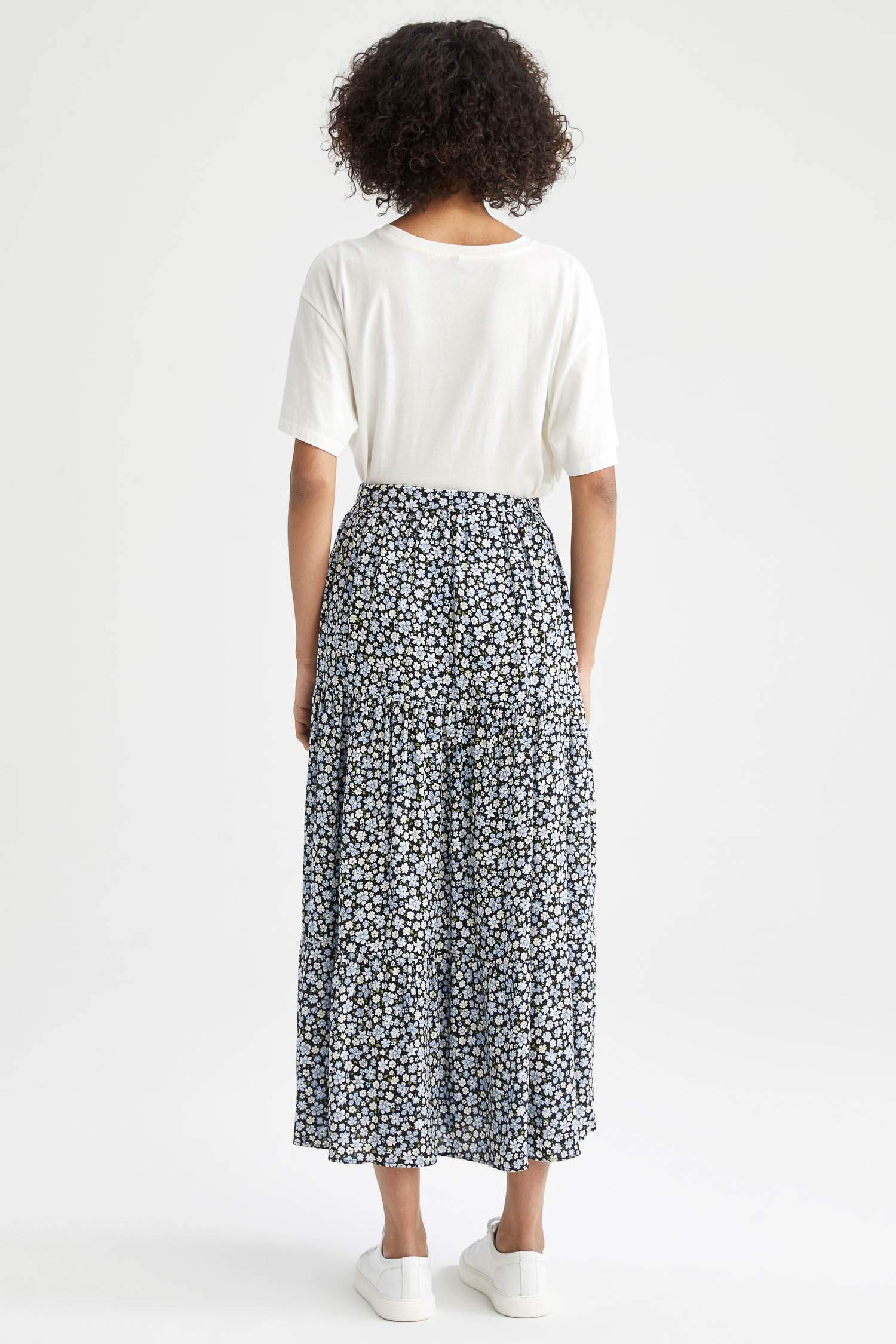 Regular Fit Leopar Desenli Viskon Midi Etek.