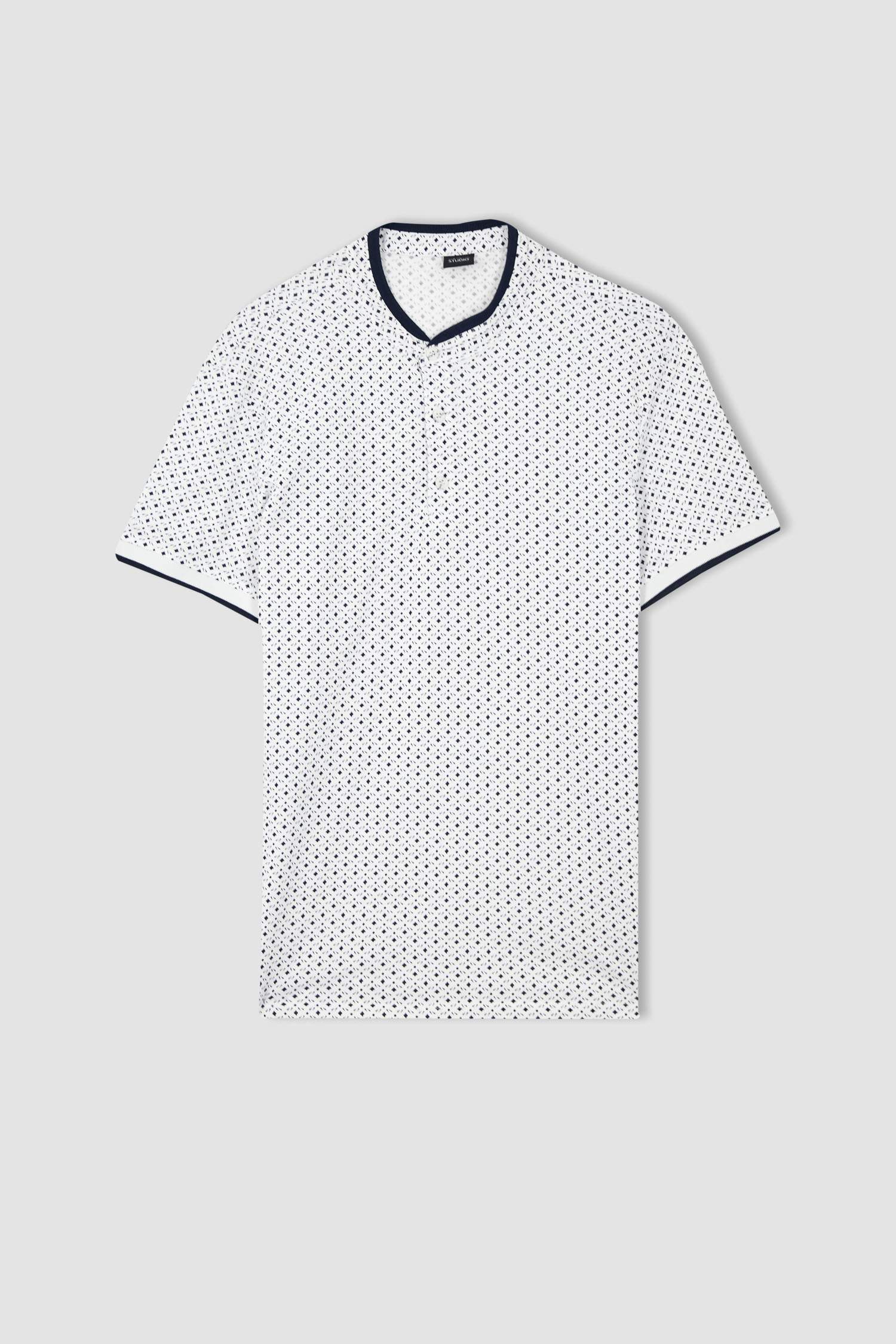 Slim Fit Dik Yaka Pamuklu Penye Tişört