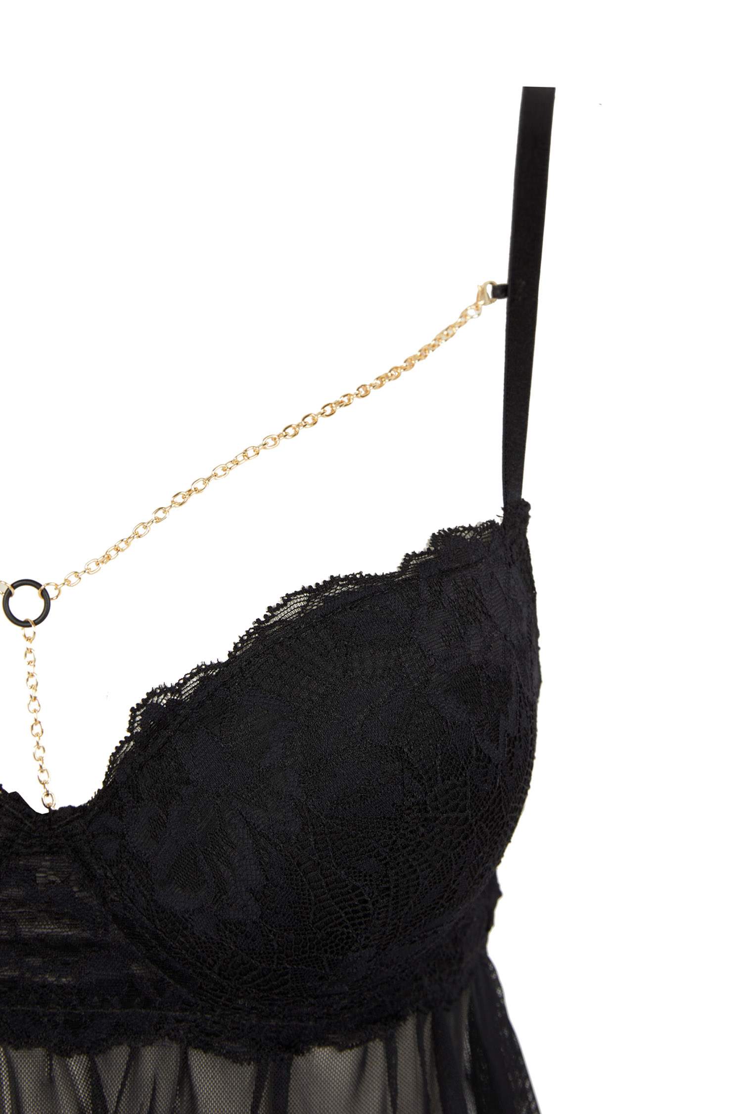 Defacto Fall in Love Regular Fit Zincir Detaylı Pushup Tül Babydoll. 3 Defacto Fall in Love Regular Fit Zincir Detaylı Pushup Tül Babydoll. 3