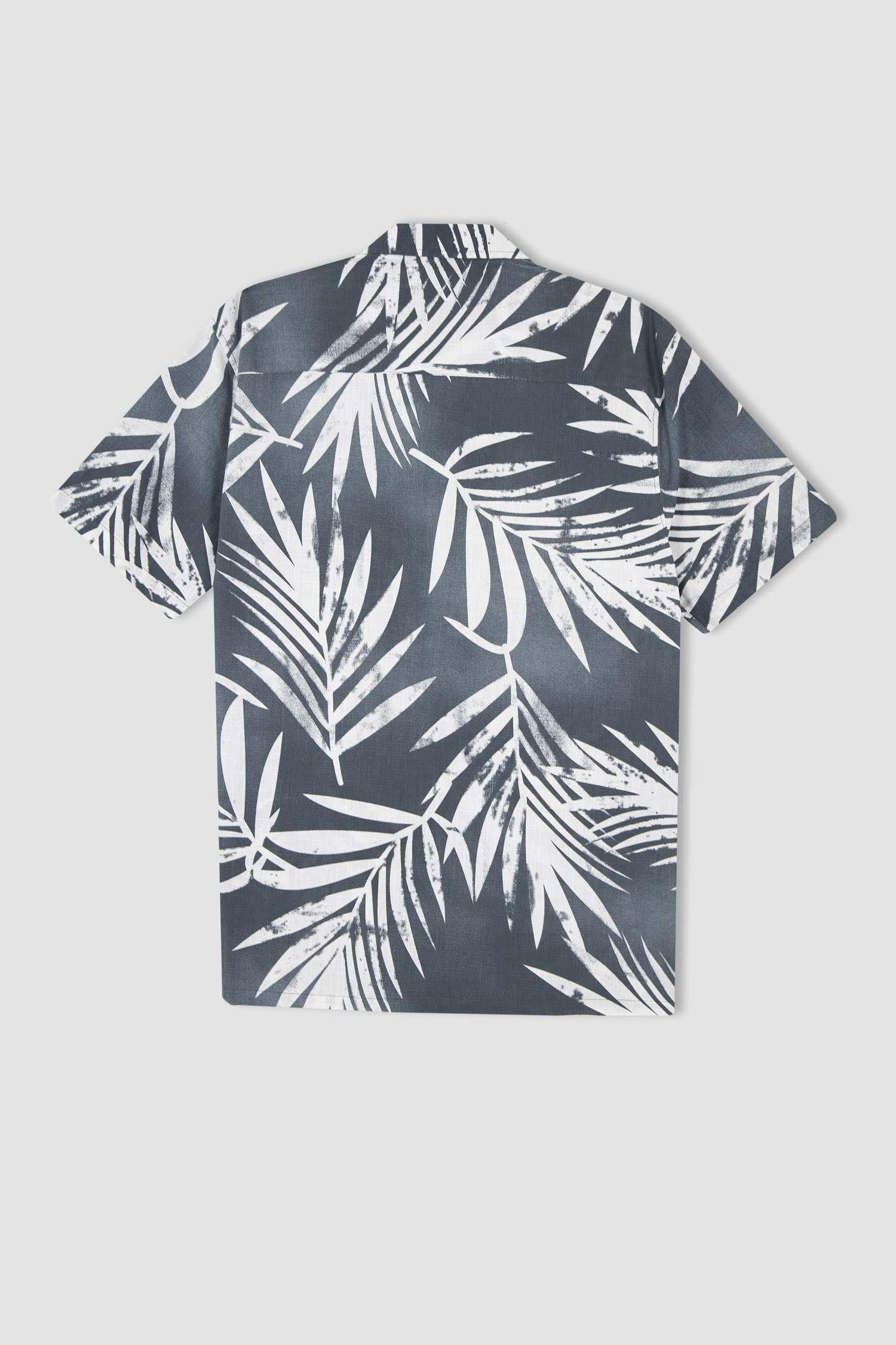 Regular Fit Apaş Yaka Desenli Kısa Kollu Pamuklu Hawaii Gömlek
