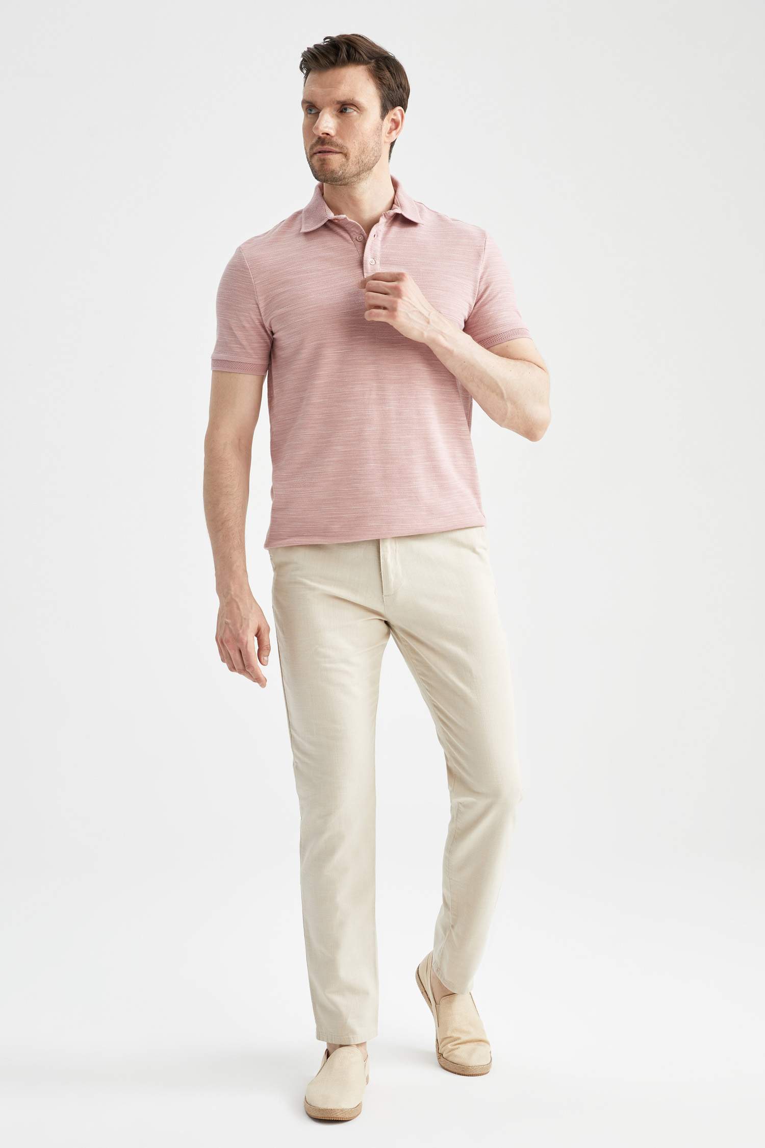 Slim Fit Keten Görünümlü Chino Jogger Pantolon
