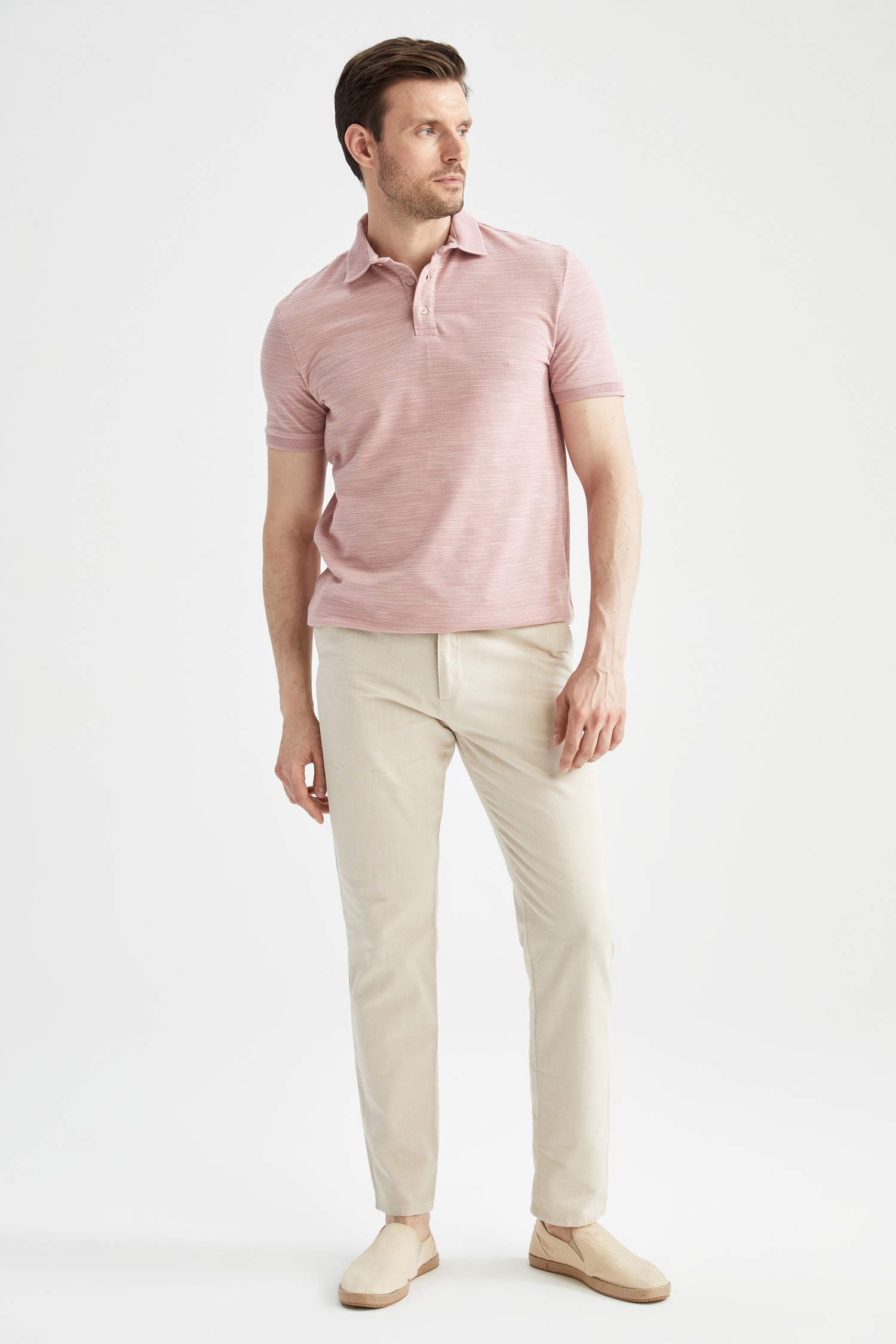 Slim Fit Keten Görünümlü Chino Jogger Pantolon