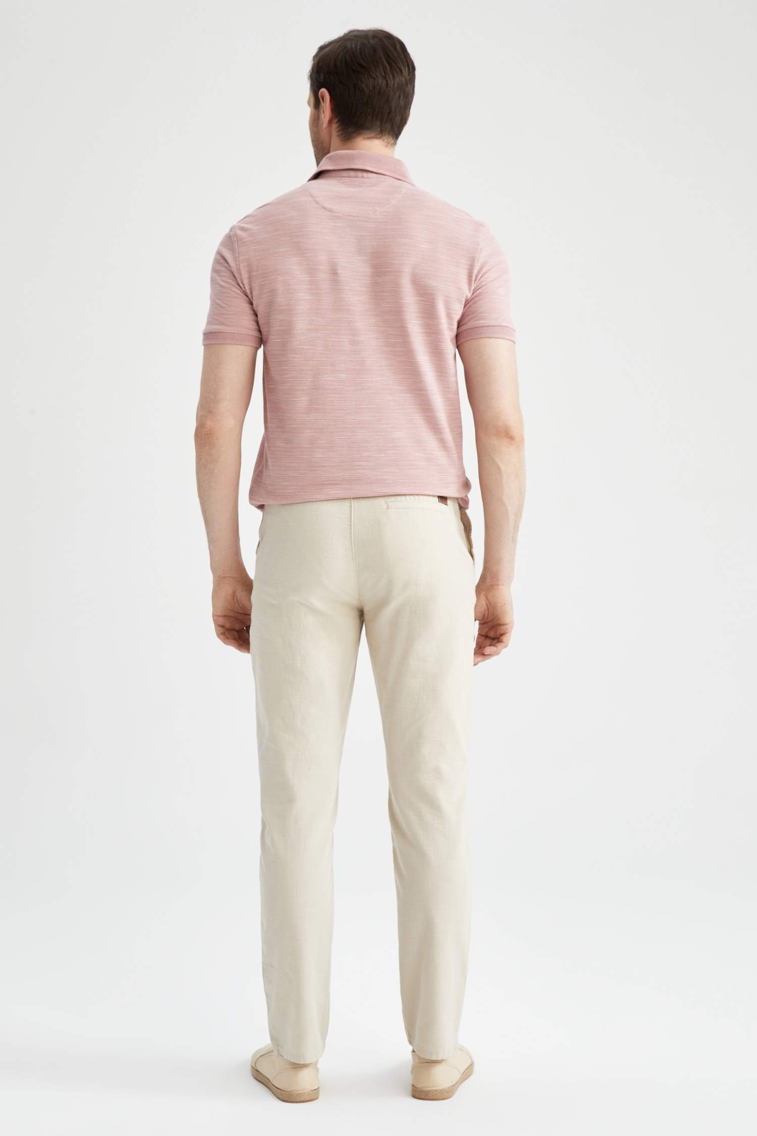 Slim Fit Keten Görünümlü Chino Jogger Pantolon