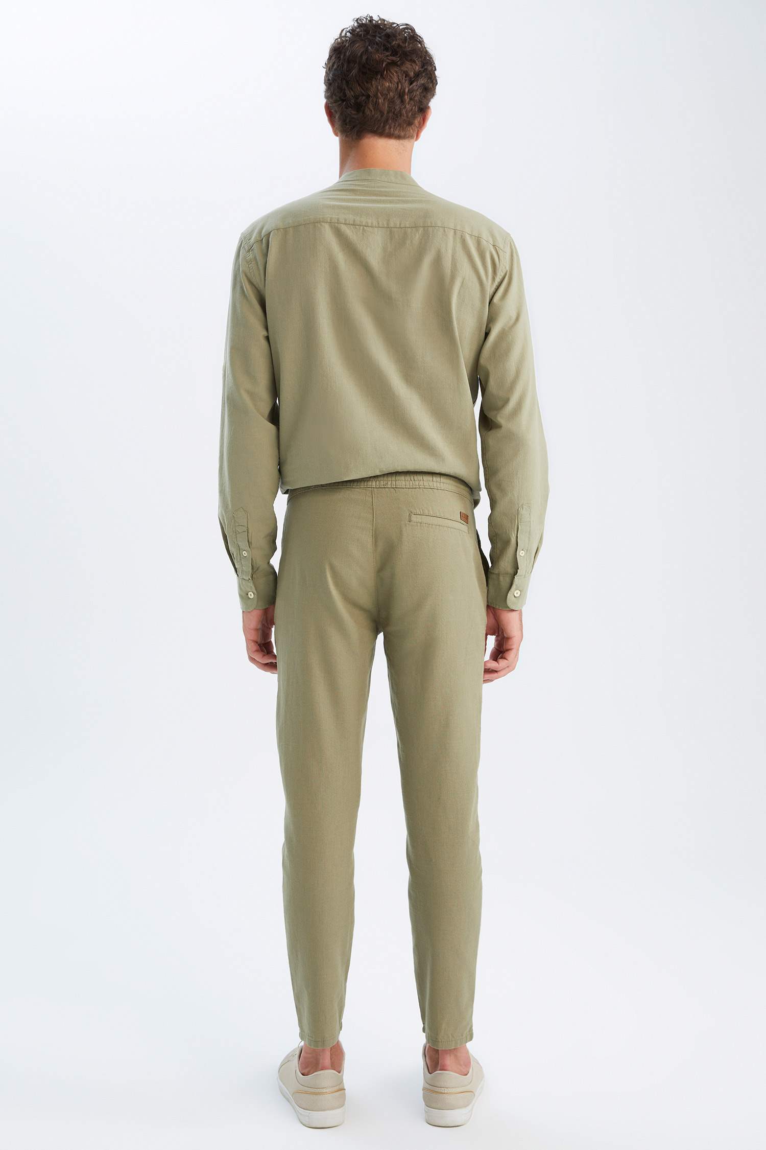 Slim Fit Keten Görünümlü Chino Jogger Pantolon