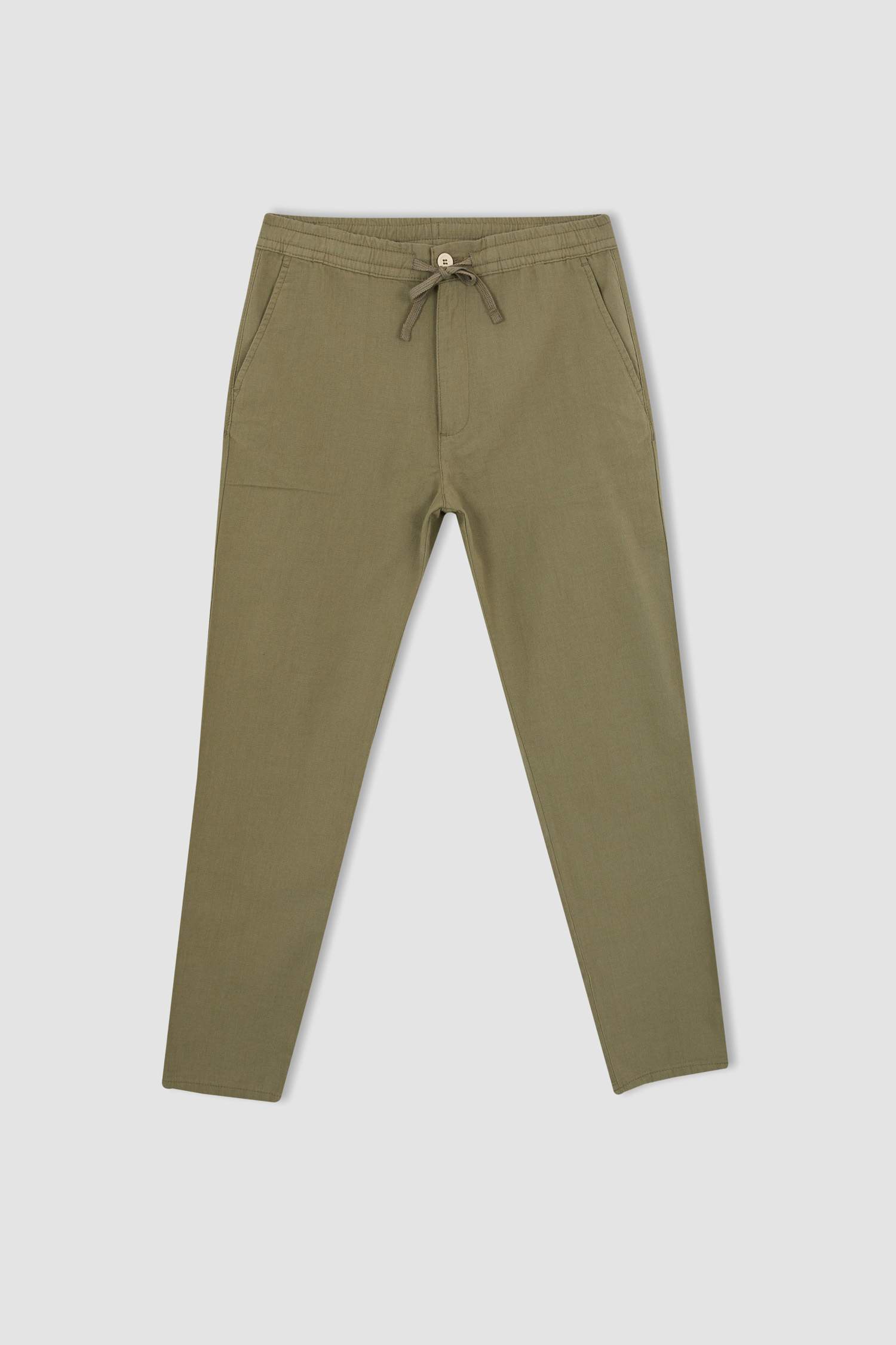Slim Fit Keten Görünümlü Chino Jogger Pantolon