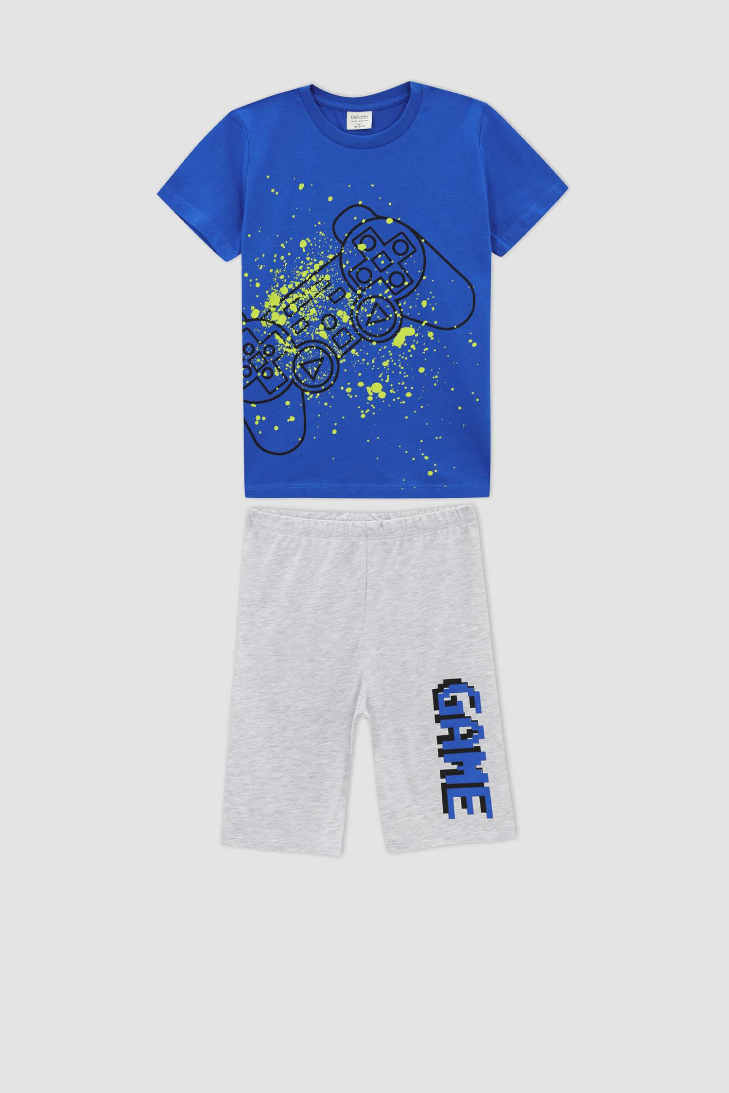 Erkek Çocuk Desenli Kısa Kollu Pamuklu Pijama Takım