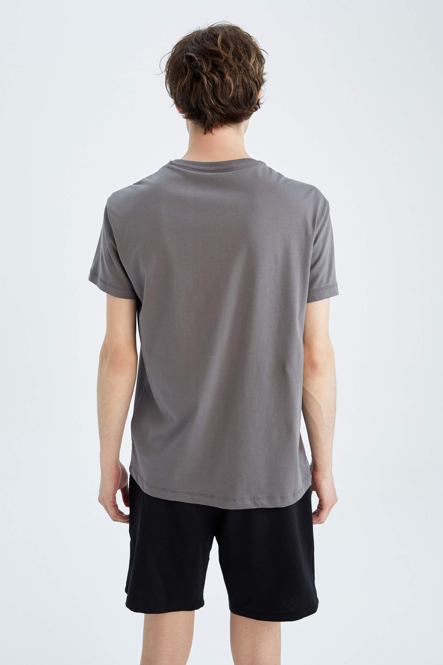 Anthracite Man Regular Fit Crew Neck T Shirt Defacto