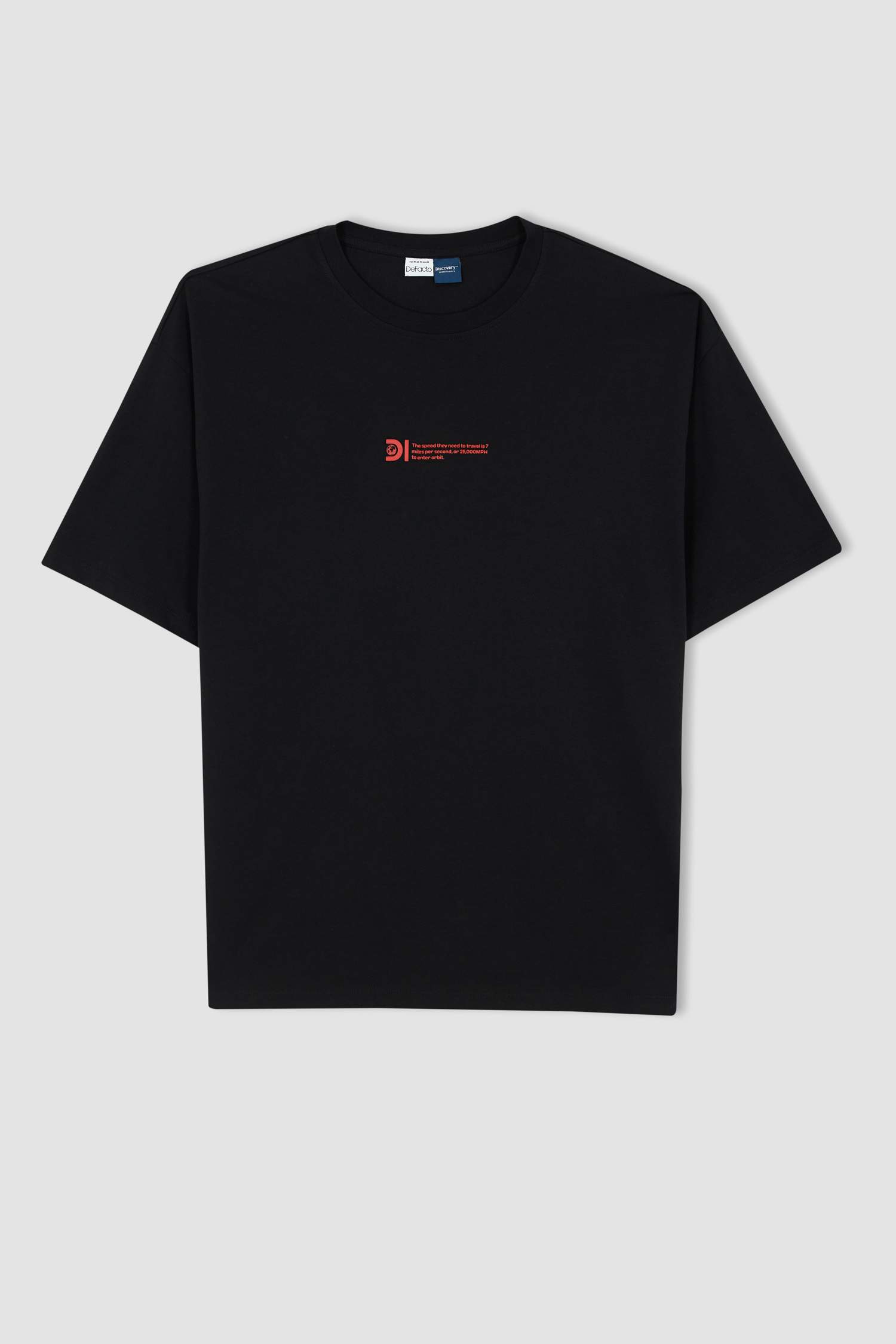 Discovery Lisanslı Oversize Fit Bisiklet Yaka Pamuklu Penye Tişört