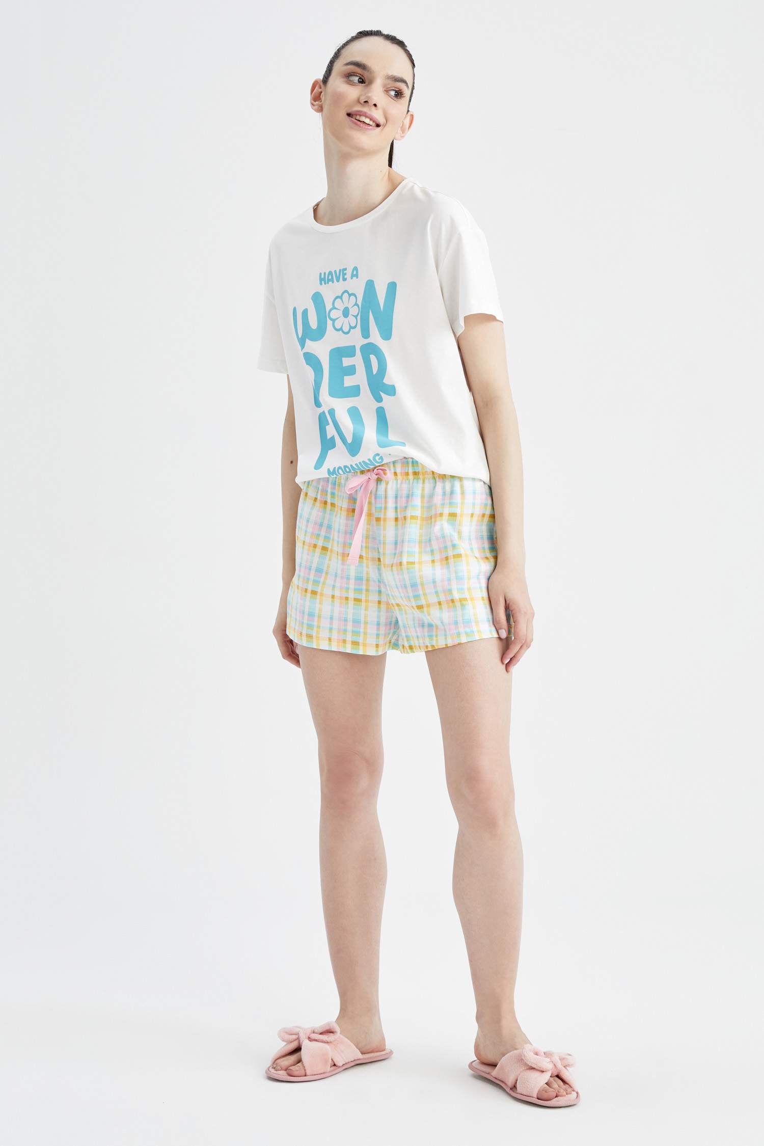 Defacto Fall in Love Regular Fit Baskılı Pijama Takımı. 3 Defacto Fall in Love Regular Fit Baskılı Pijama Takımı. 3