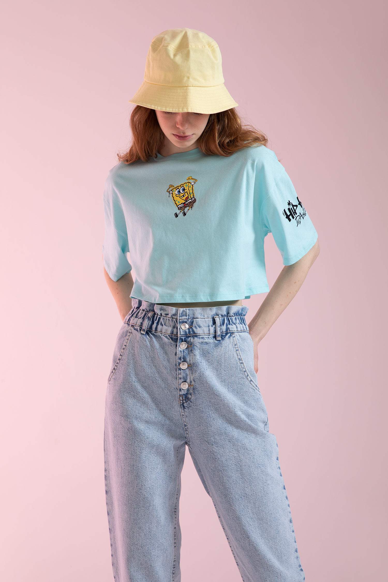 Coool SpongeBob Lisanslı Oversize Fit Baskılı Bisiklet Yaka Kısa Kollu Tişört