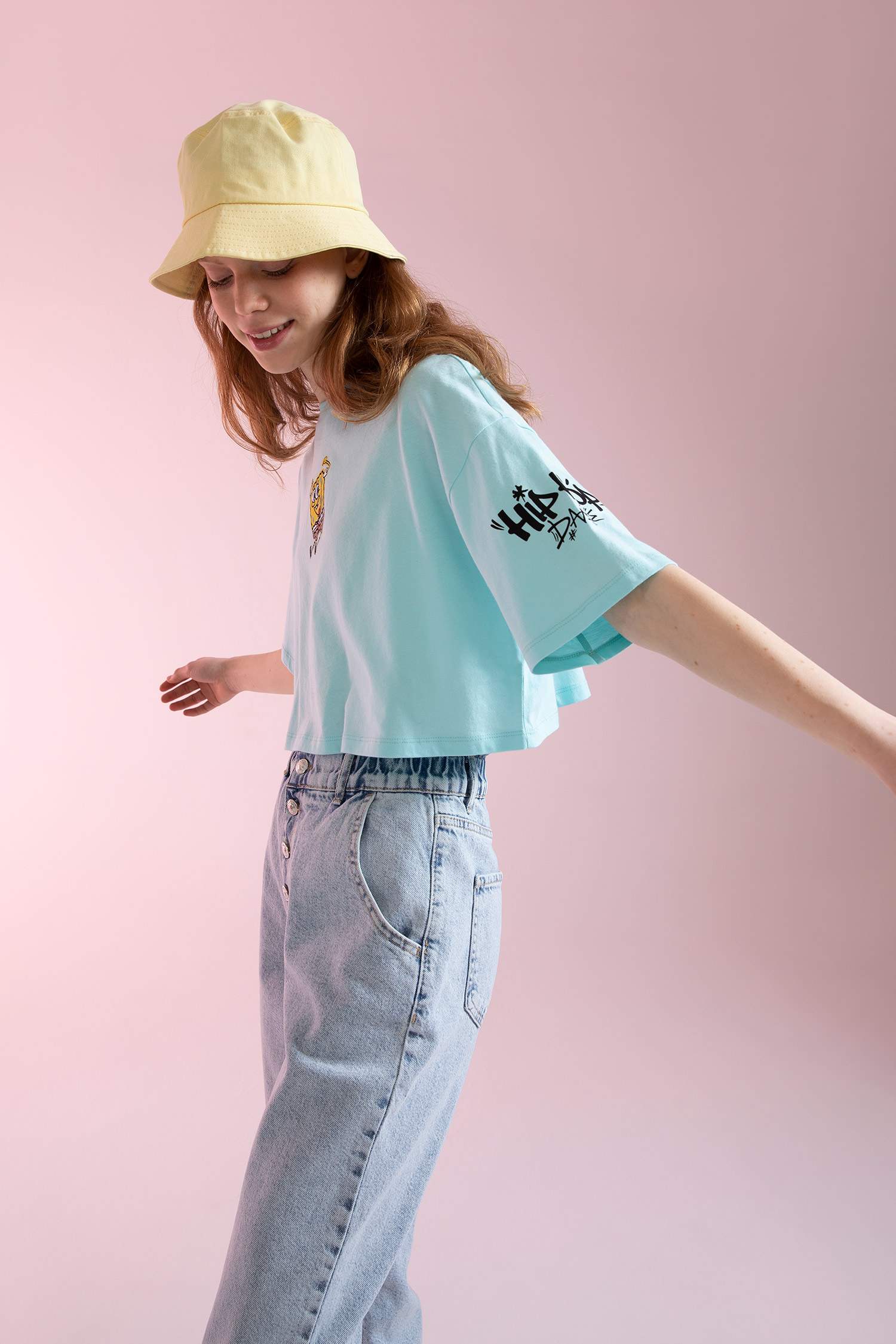 Coool SpongeBob Lisanslı Oversize Fit Baskılı Bisiklet Yaka Kısa Kollu Tişört