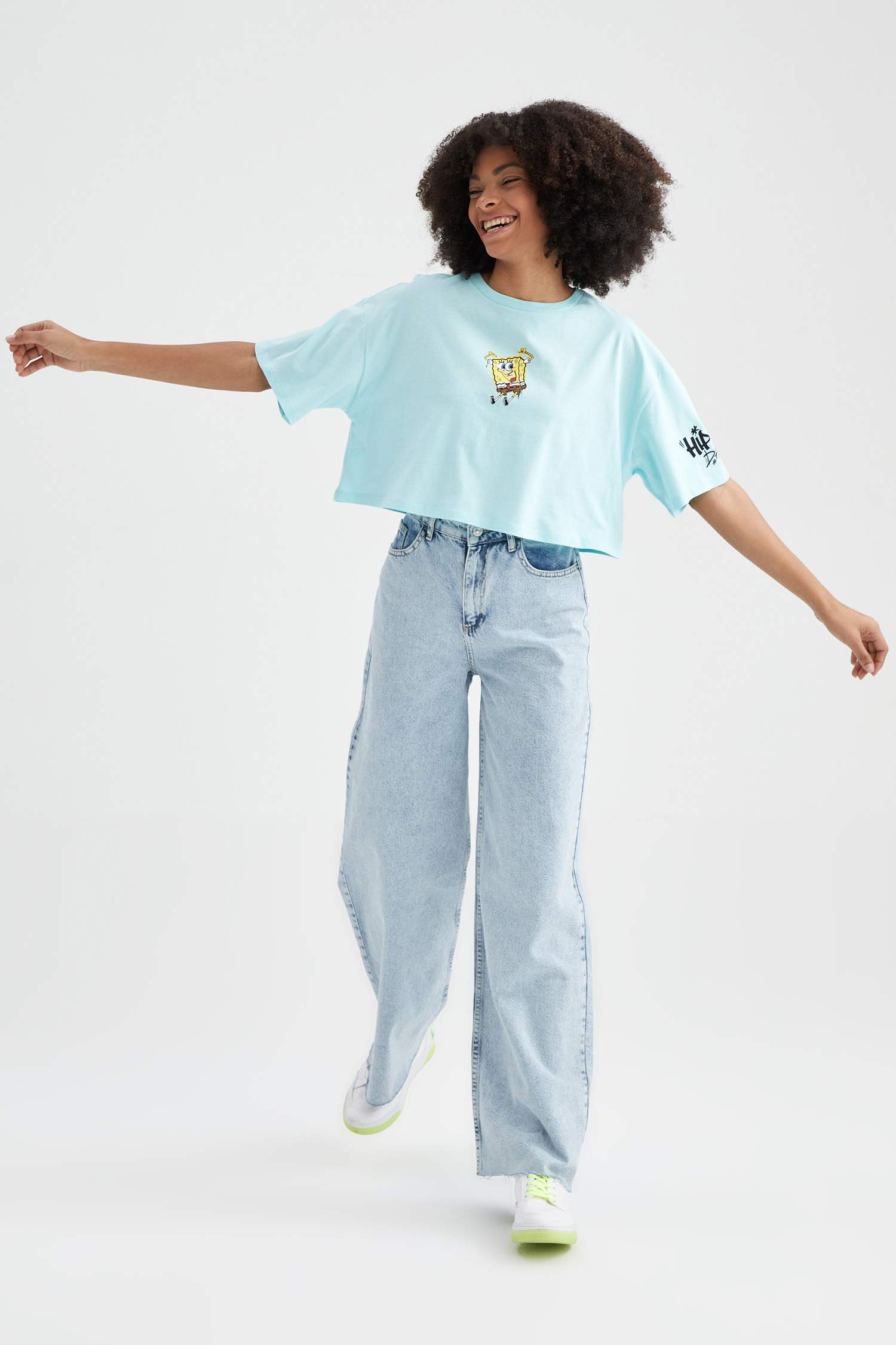 Coool SpongeBob Lisanslı Oversize Fit Baskılı Bisiklet Yaka Kısa Kollu Tişört