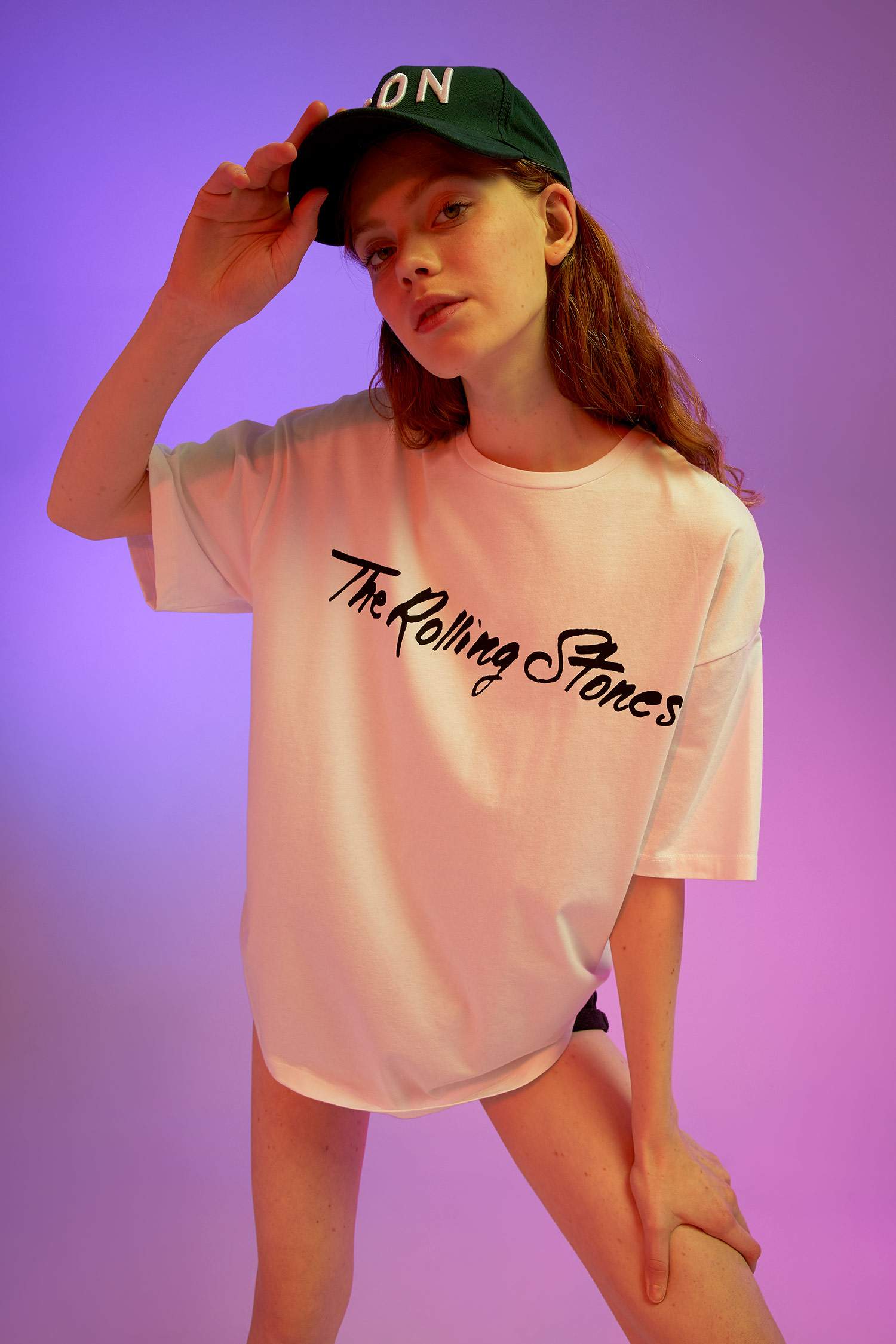 Rolling Stones Lisanslı Oversize Fit Bisiklet Yaka Baskılı Kısa Kollu Tişört
