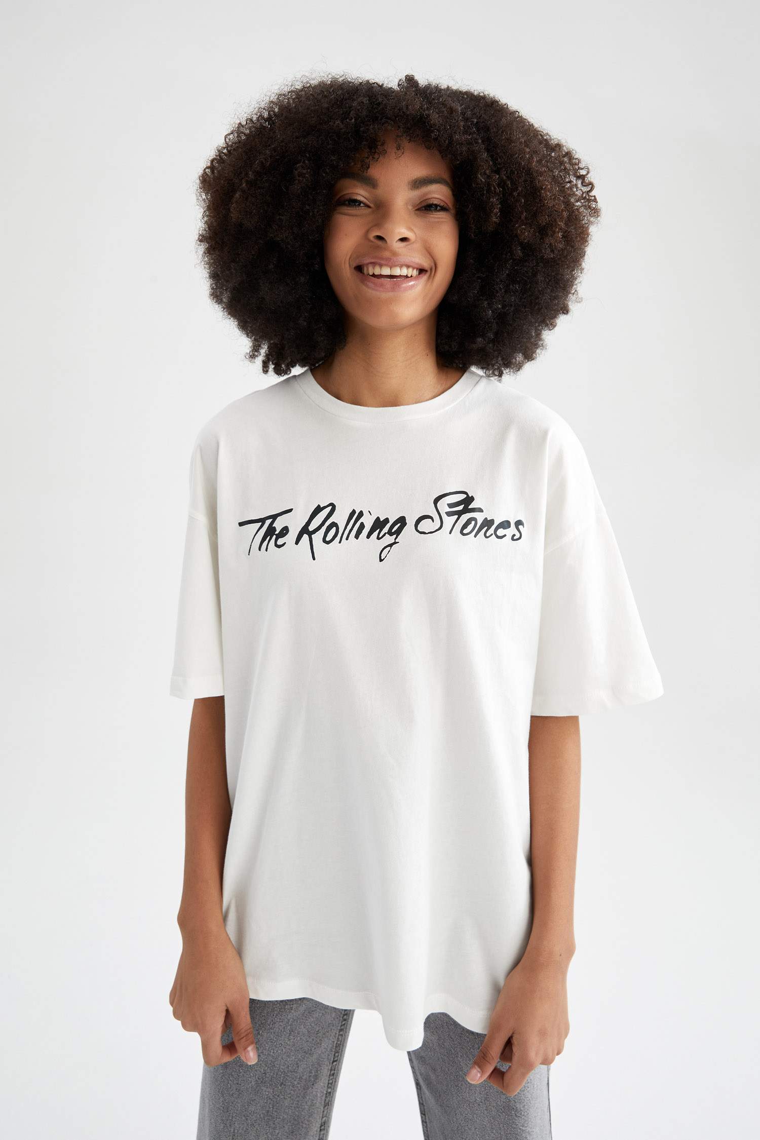Rolling Stones Lisanslı Oversize Fit Bisiklet Yaka Baskılı Kısa Kollu Tişört