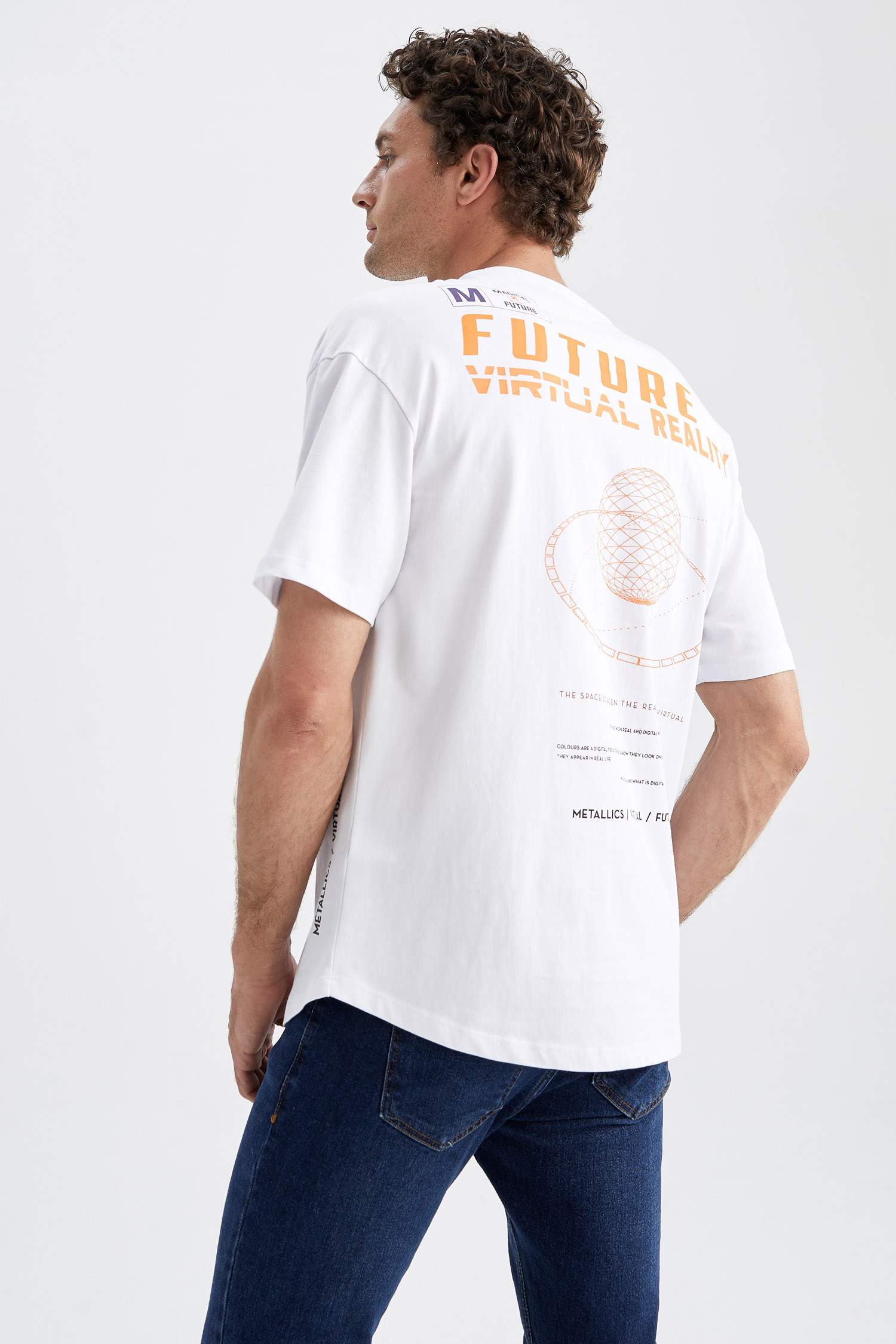 Comfort Fit Bisiklet Yaka Baskılı Pamuklu Penye Tişört