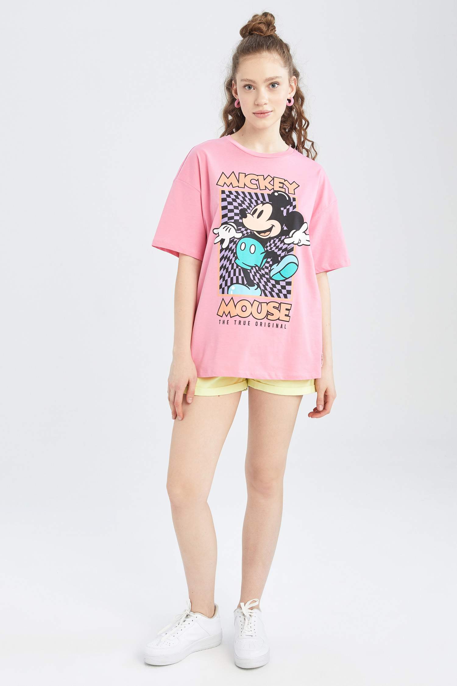 Coool Oversize Fit Disney Mickey & Minnie -Lisanslı Bisiklet Yaka Tişört