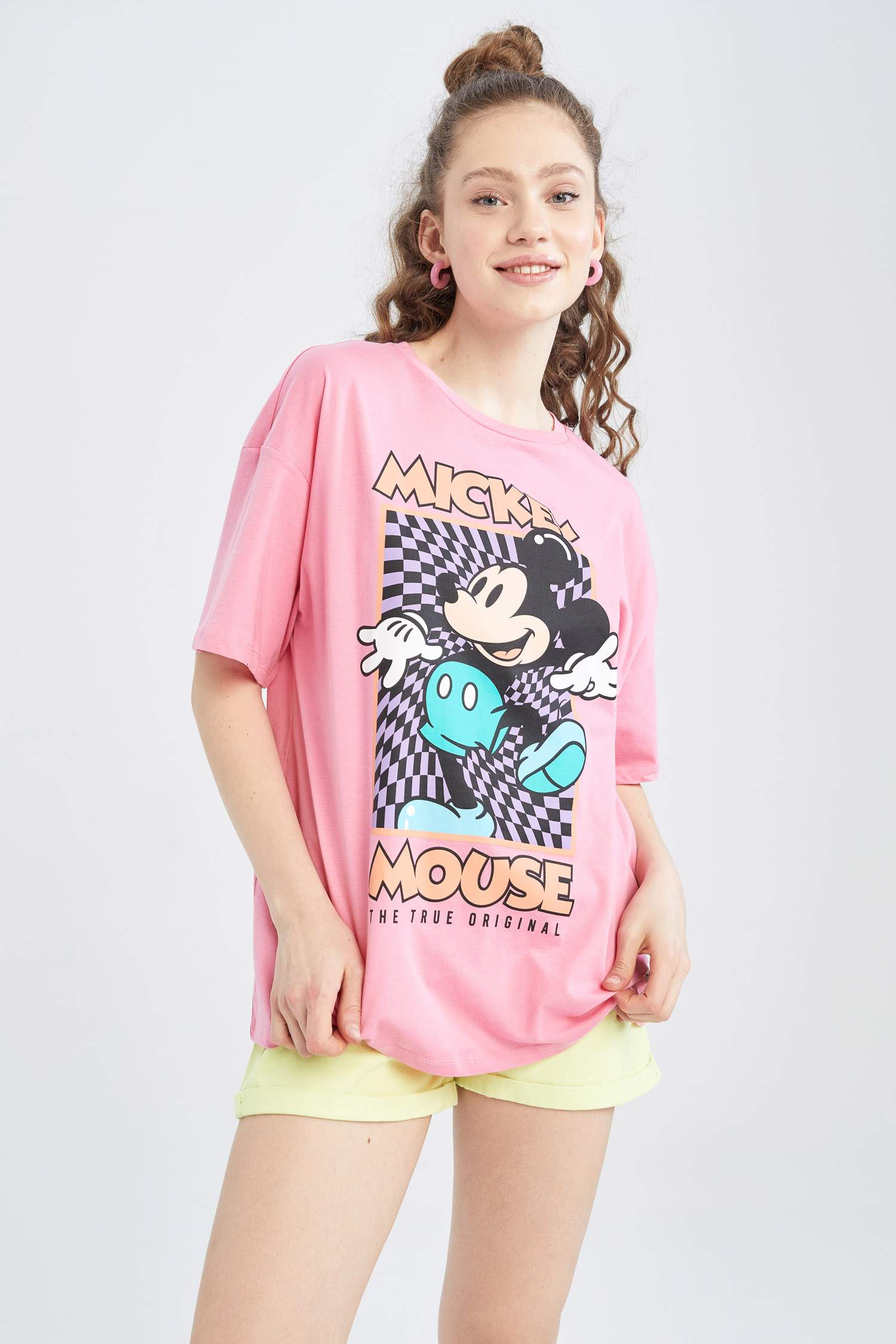 Coool Oversize Fit Disney Mickey & Minnie -Lisanslı Bisiklet Yaka Tişört