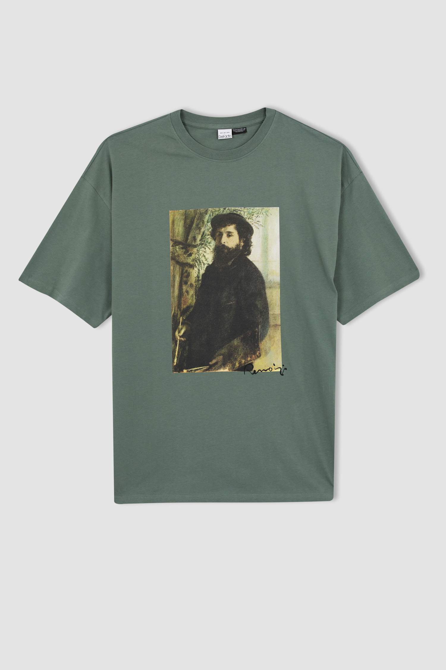 Claude Monet Lisanslı Oversize Fit Bisiklet Yaka Sırt Baskılı Tişört