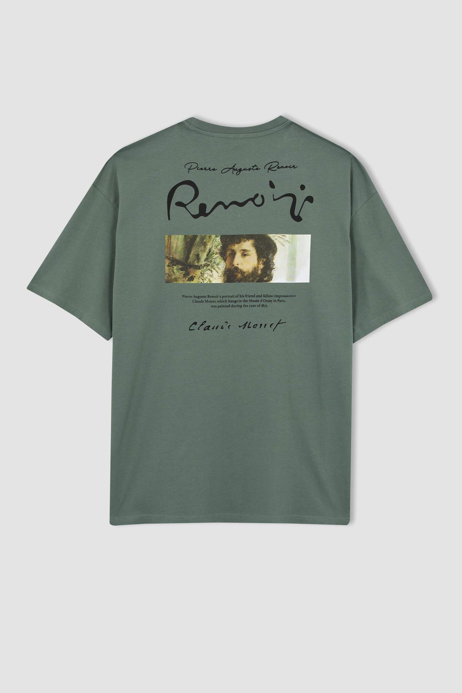 Claude Monet Lisanslı Oversize Fit Bisiklet Yaka Sırt Baskılı Tişört