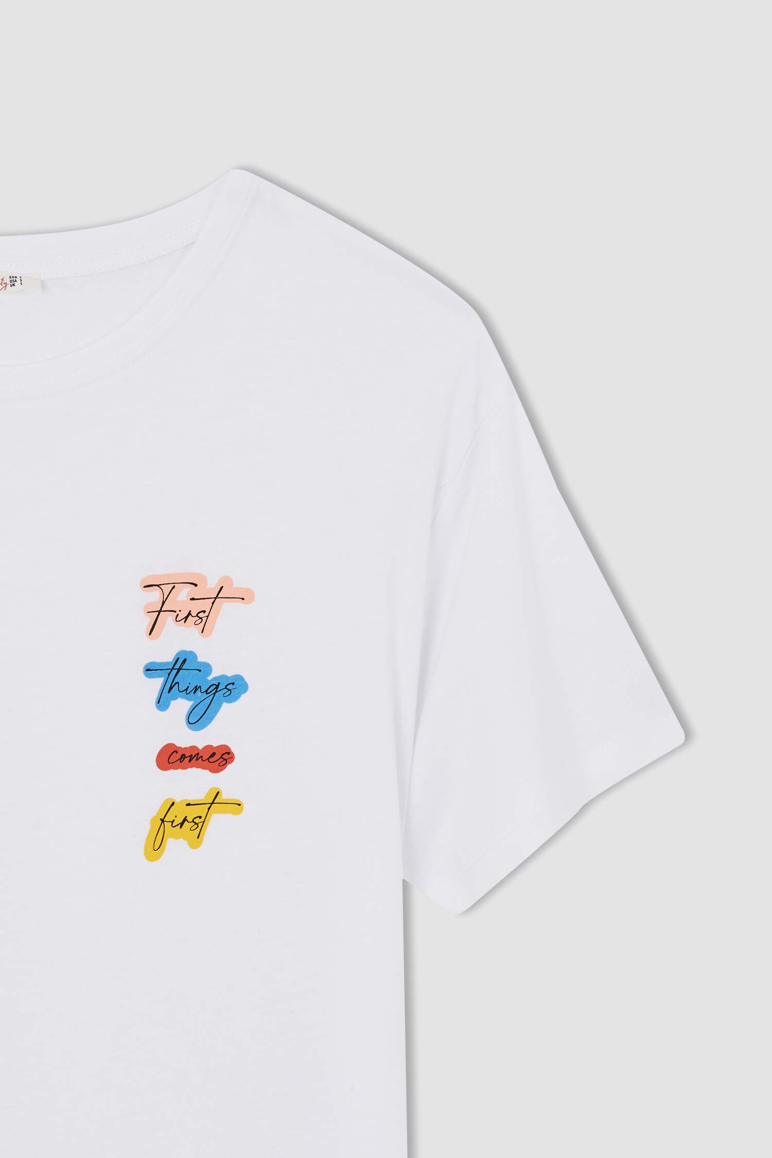 Regular Fit Slogan Baskılı Kısa Kollu Tişört