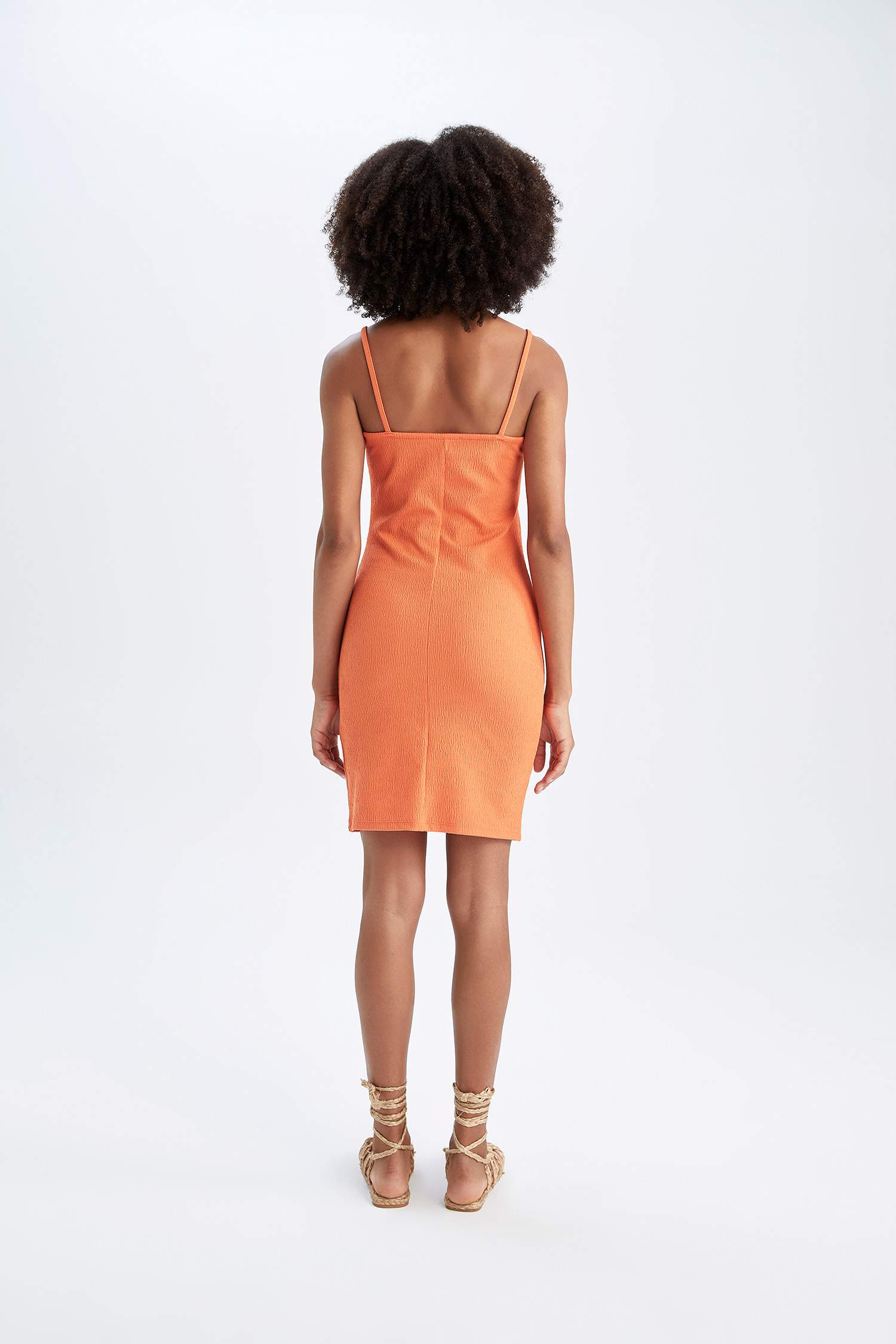 Bodycon Askılı Midi Örme Elbise