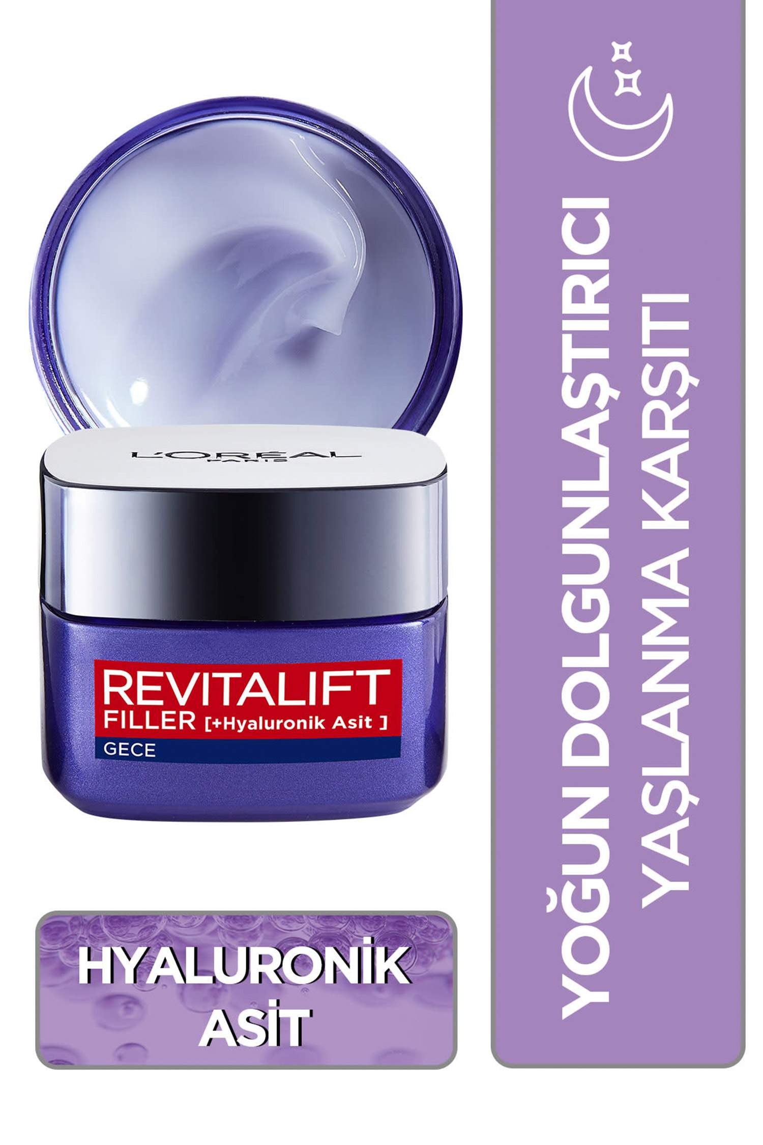 L'Oréal Paris Revitalift Filler Yoğun Dolgunlaştırıcı Yaşlanma Karşıtı Gece Kremi 50ml Hyaluronik Asit