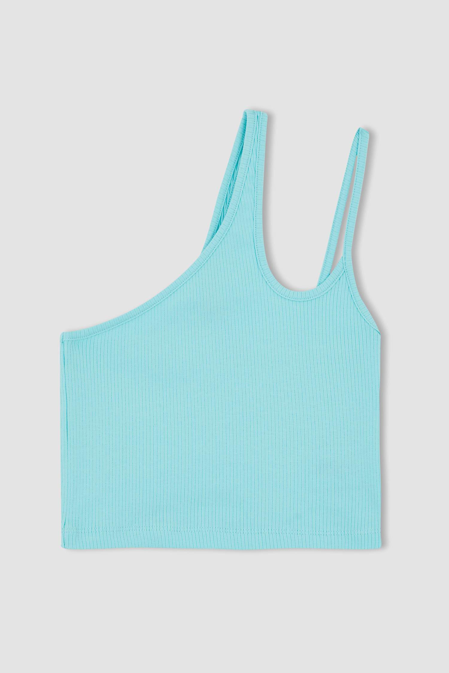 Slim Fit Tek Omuzlu Fitilli Kaşkorse Atlet
