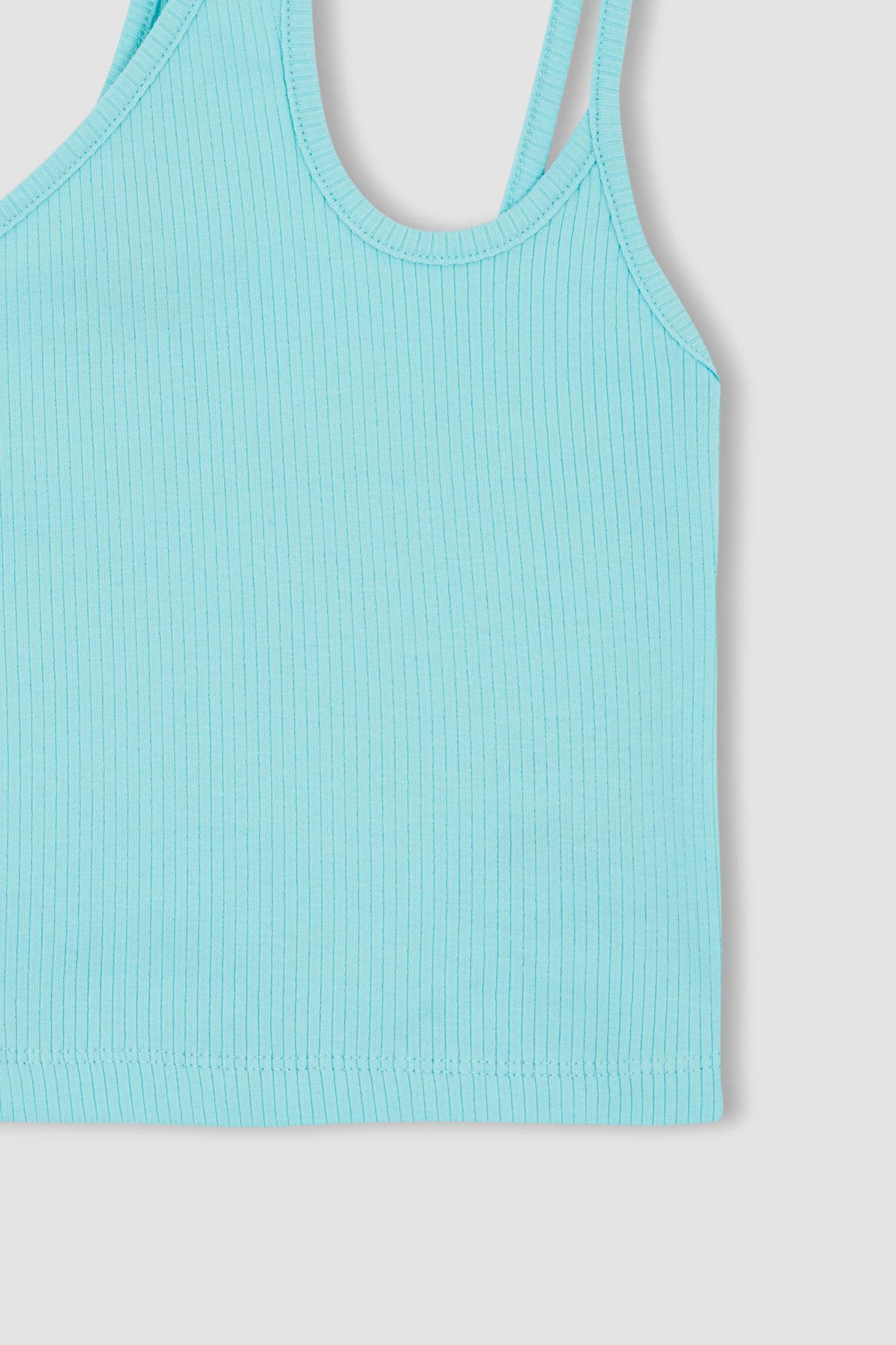 Slim Fit Tek Omuzlu Fitilli Kaşkorse Atlet