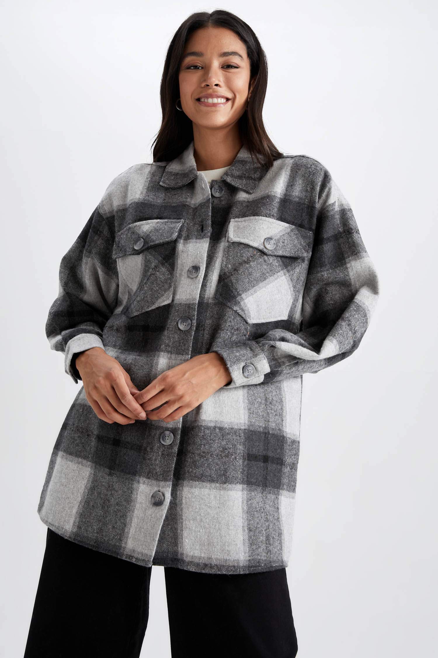 Defacto Relax Fit Kareli Flanel Uzun Kollu Tunik. 1 Defacto Relax Fit Kareli Flanel Uzun Kollu Tunik. 1