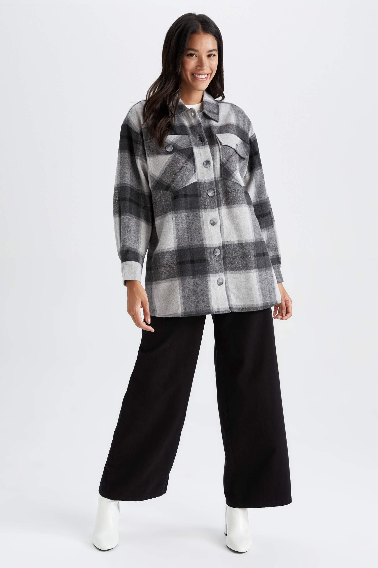 Defacto Relax Fit Kareli Flanel Uzun Kollu Tunik. 2 Defacto Relax Fit Kareli Flanel Uzun Kollu Tunik. 2