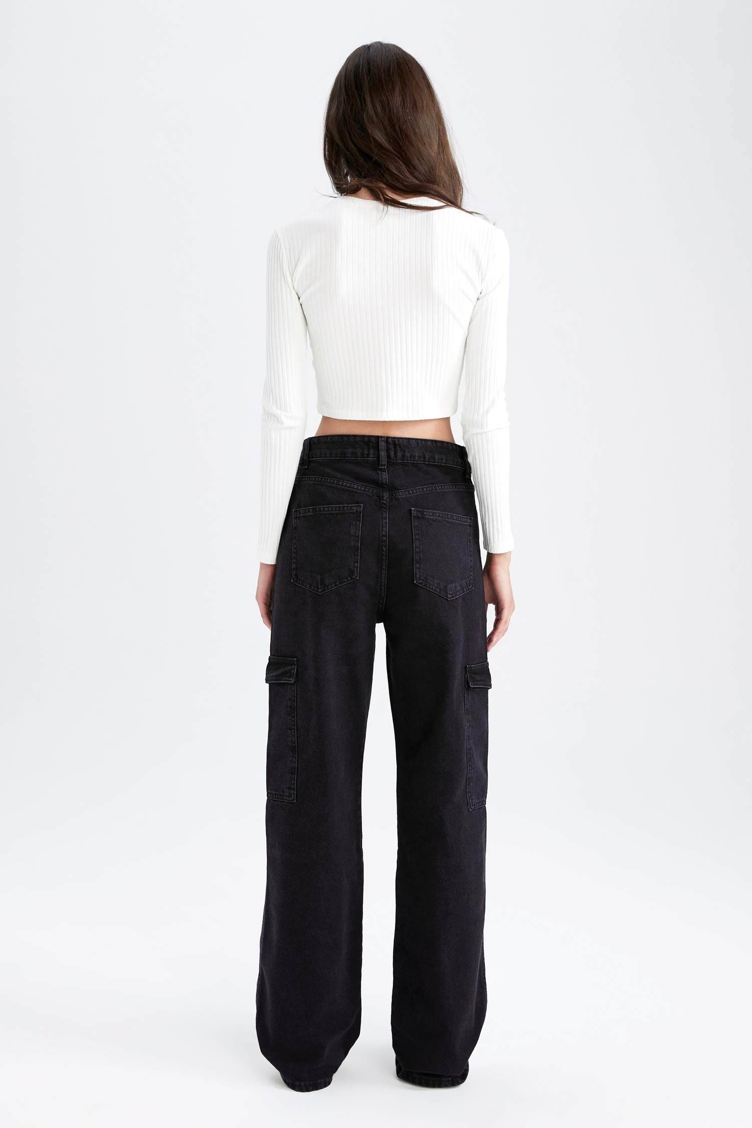 Defacto 90's Wide Leg Yüksek Bel Jean Kargo Pantolon. 6 Defacto 90's Wide Leg Yüksek Bel Jean Kargo Pantolon. 6