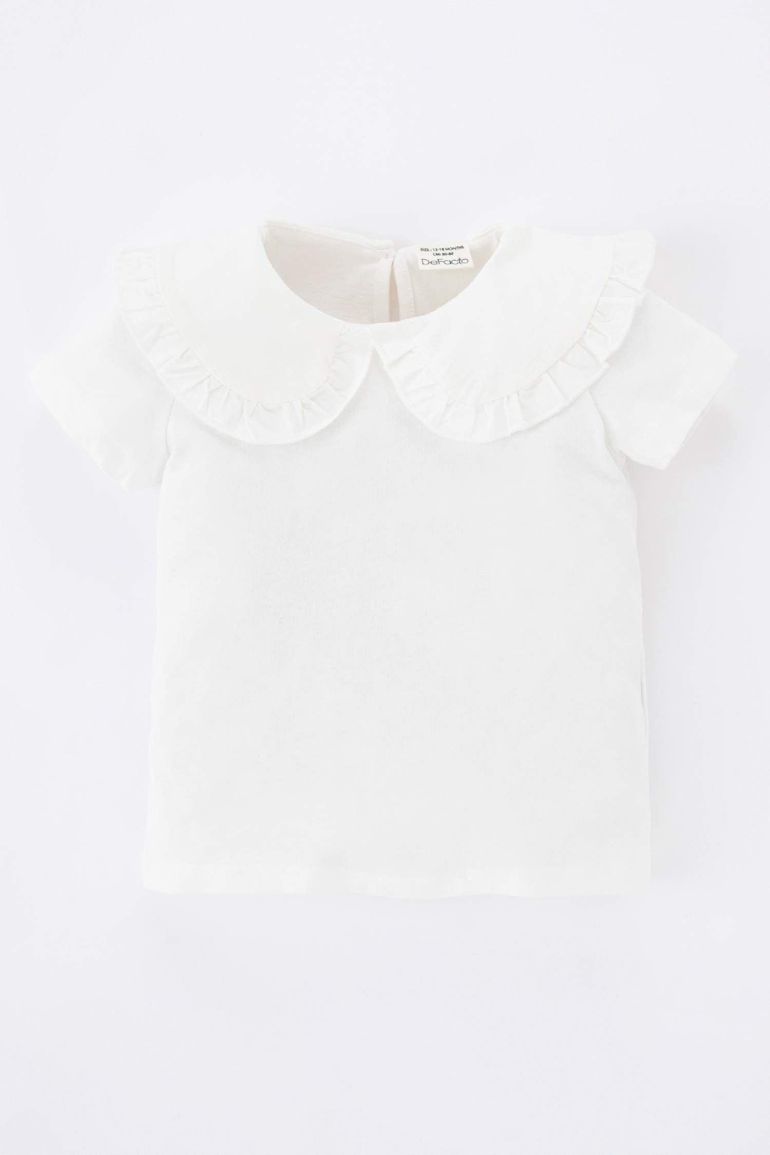 White Baby Girl Baby Girls Regular Fit Big Collar Short Sleeved T Shirt