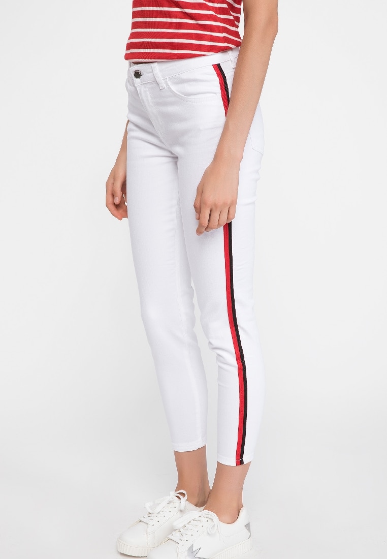 white pants with red stripes