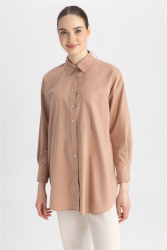 حريمي بيج فاتح تونيك كم طويل بقصة مريحة