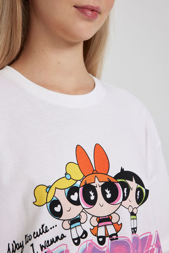 Girls' (big) Cartoon Face Printed Short Sleeve T-shirt And Shorts Pajama  Set