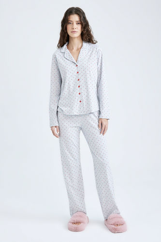 Fall In Love Regular Fit Patterned Long Sleeve Pajamas Set